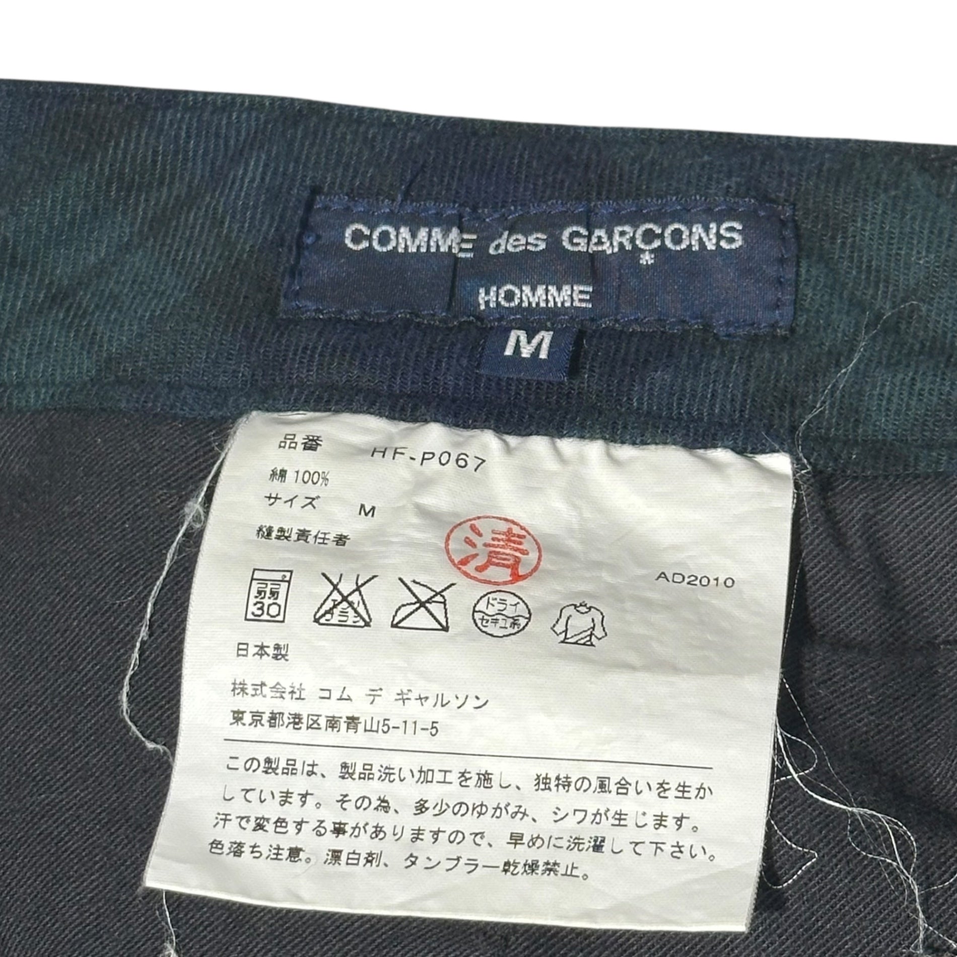 COMME des GARCONS HOMME(コムデギャルソンオム) 10AW Lined cotton cargo pants 裏地チェック コットン カーゴ パンツ HF-P067 M ブラック AD2010