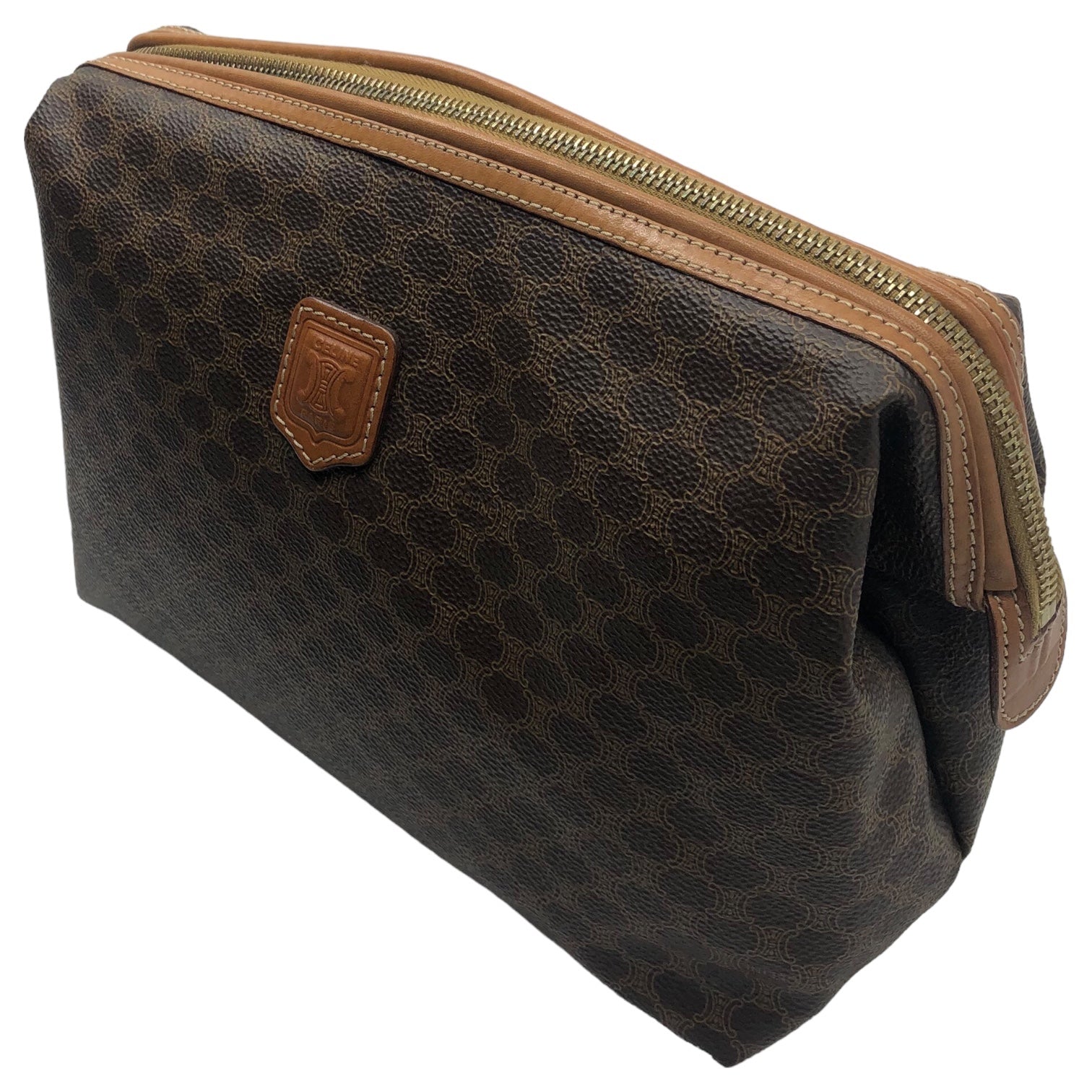 CELINE(セリーヌ) マカダム柄 セカンド バッグ ポーチ MC98/1 ブラウン イタリア製 OLD CELINE