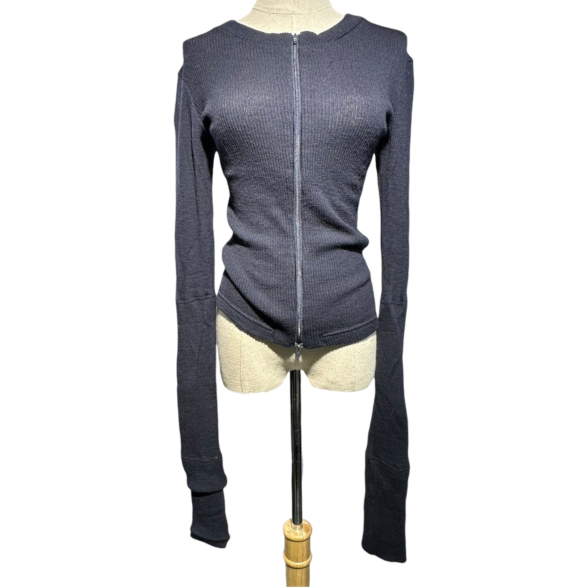 Y's(ワイズ) Super Long Sleeve Zip-Up Rib Knit スーパー ロングスリーブ ジップアップ リブ ニット YM-T24-870 3(L程度) ネイビー