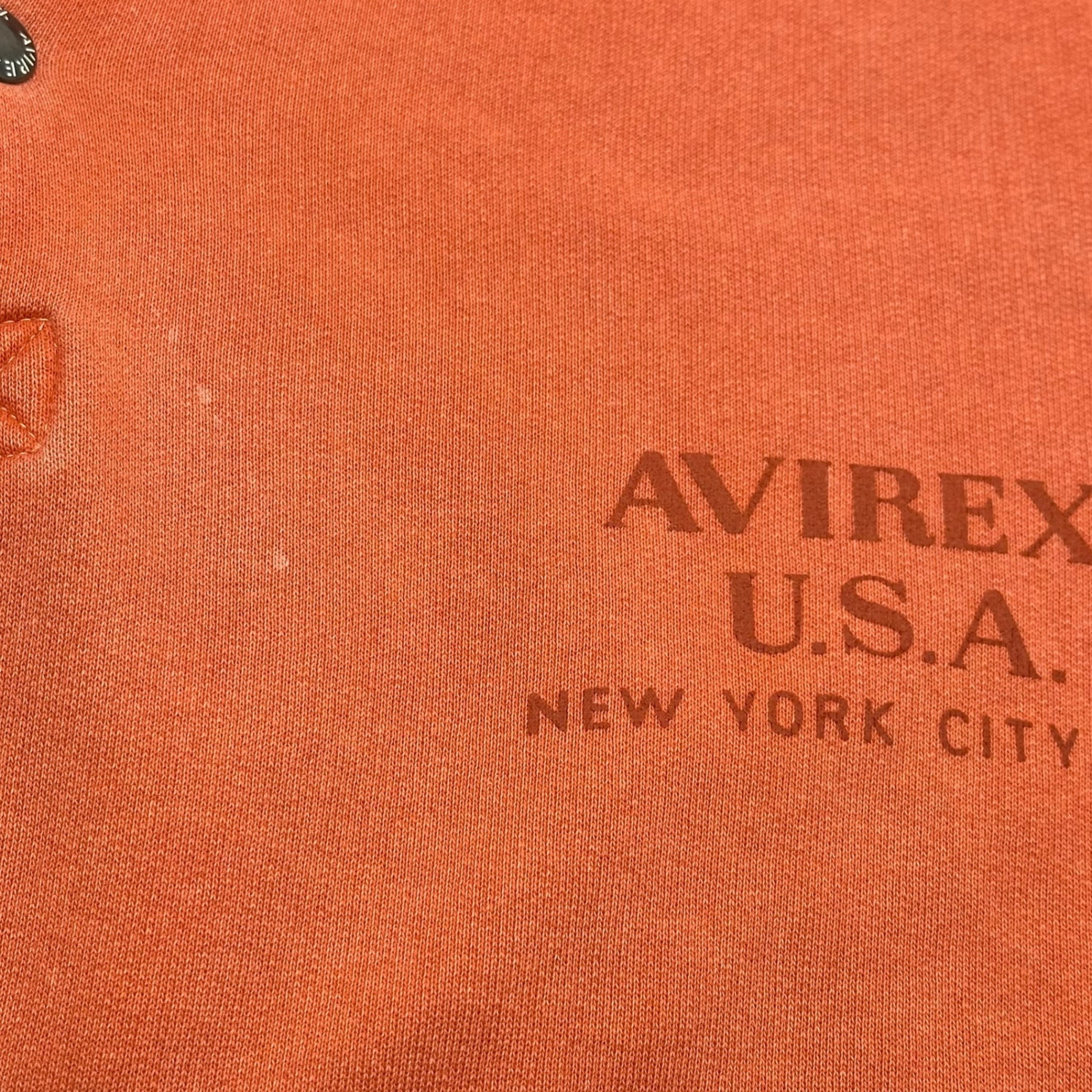 AVIREX(アヴィレックス) 90's Italy made Half Button Sweatshirt イタリア製 ハーフ ボタン スウェット 表記無(L程度) オレンジ 90年代