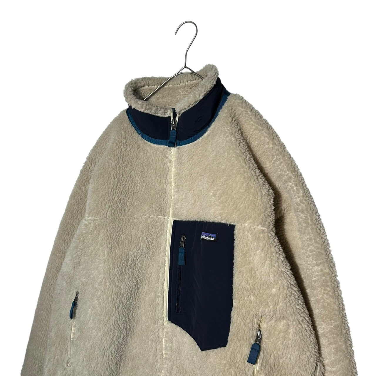 Patagonia(パタゴニア) CLASSIC RETRO-X クラシック レトロX ボア ジャケット STY23056 XXL アイボリー×ネイビー フリース アウトドア