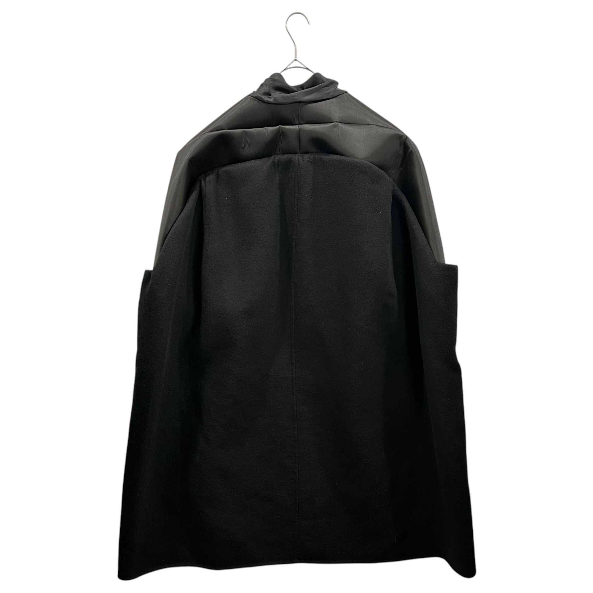 Rick Owens(リックオウエンス) 22SS ”FOGACHINE” GIRDERED CAPE SHORT ガーダード ケープ ショート コート RO02A7964 40 ブラック ポンチョ ジャケット カシミア