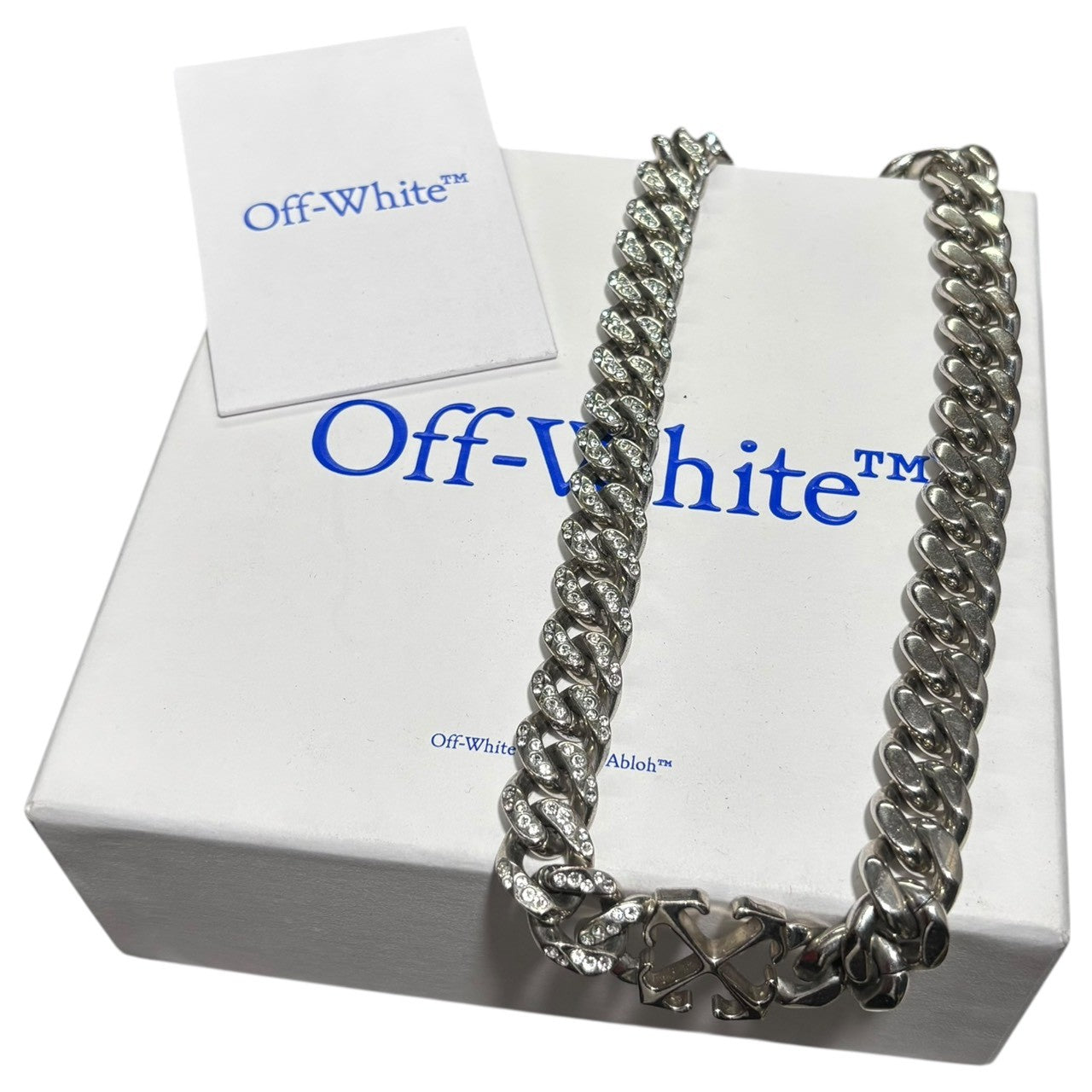 Off-White(オフホワイト) Arrow Chain Necklace With Strass アロー チェーン ネックレス ラインストーン OMOB15BF24MET0017272 シルバー 喜平