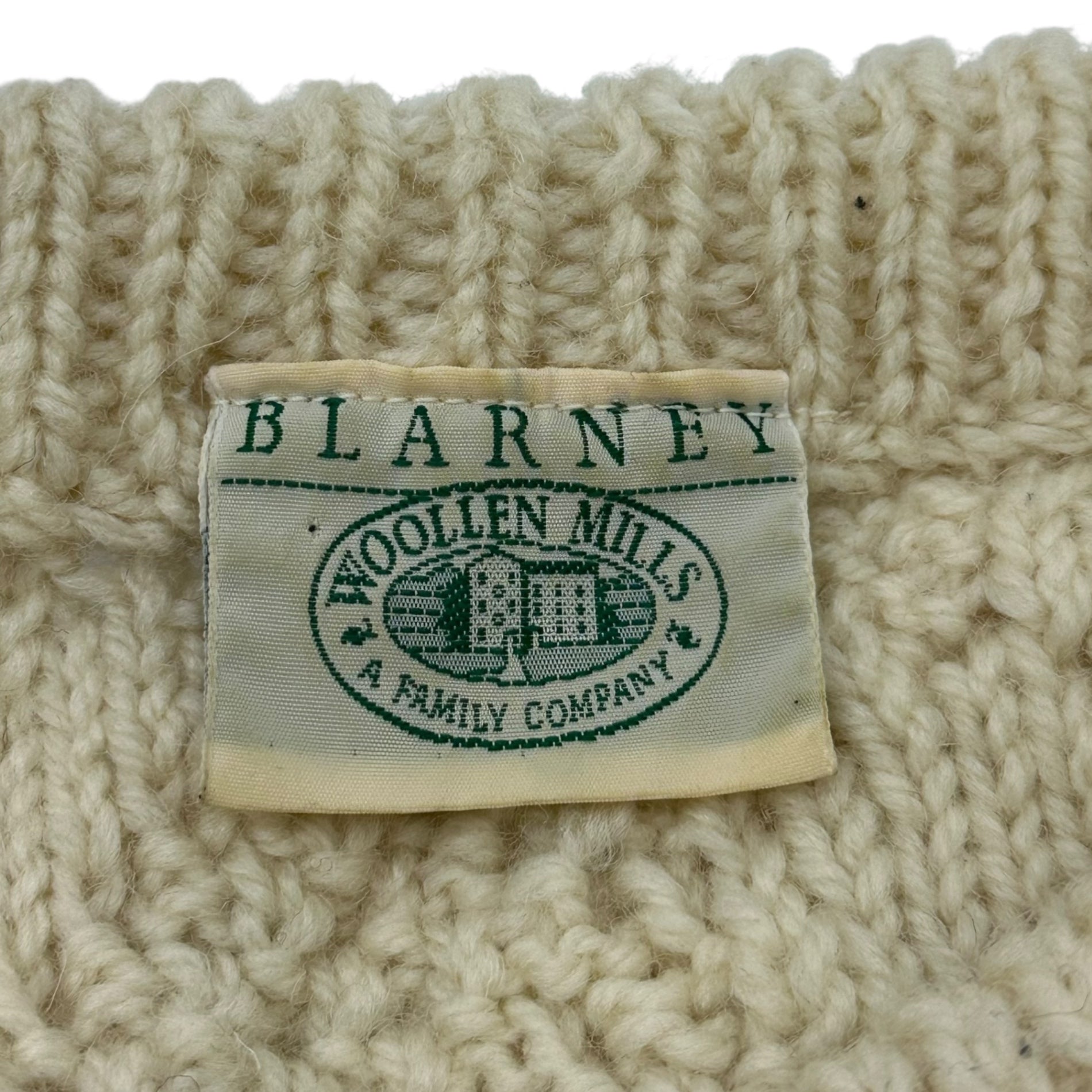 Blarney Woollen Mills(ブラ-ニー ウーレン ミルズ) Vintage Fisherman Knit ヴィンテージ フィッシャーマン ニット XXL程度 アイボリー