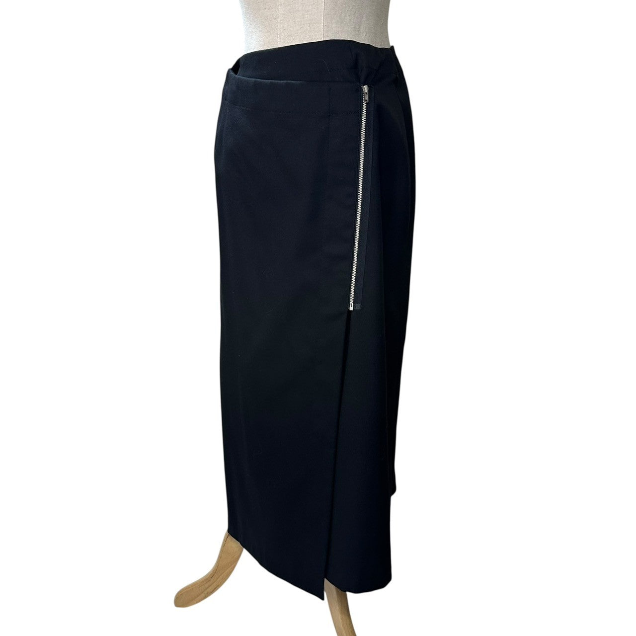 tricot COMME des GARCONS(トリココムデギャルソン) 89AW Vintage Front Zip Design Wool Long Skirt ヴィンテージ フロントジップ デザイン ウール ロング スカート TS-08026 M ブラック AD1989 川久保玲 本人期