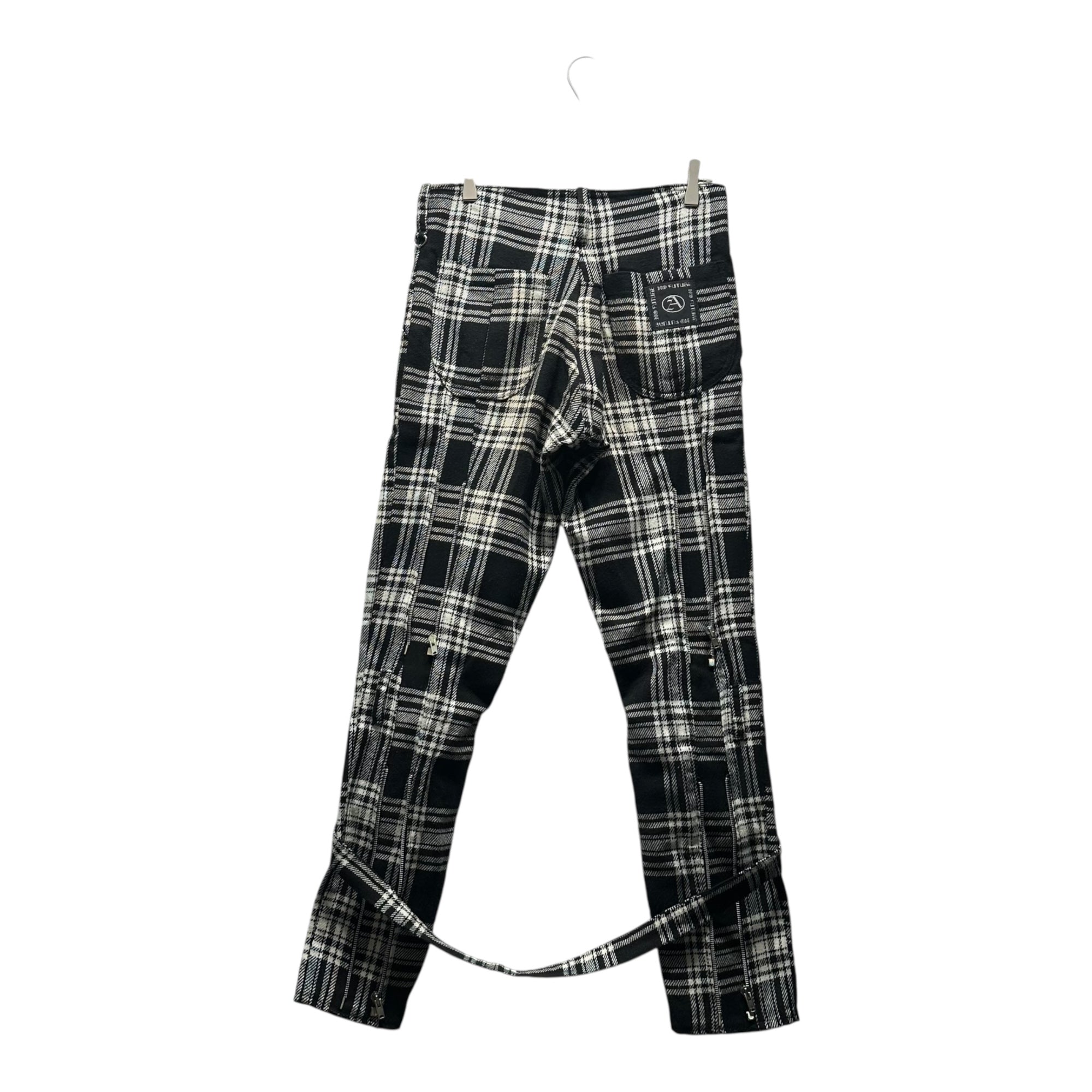 no future(ノーフューチャー) 90's Anarchy Mark Check Bondage Pants 90年代 アナーキーマーク チェック ボンテージ パンツ L程度 ブラック×ホワイト