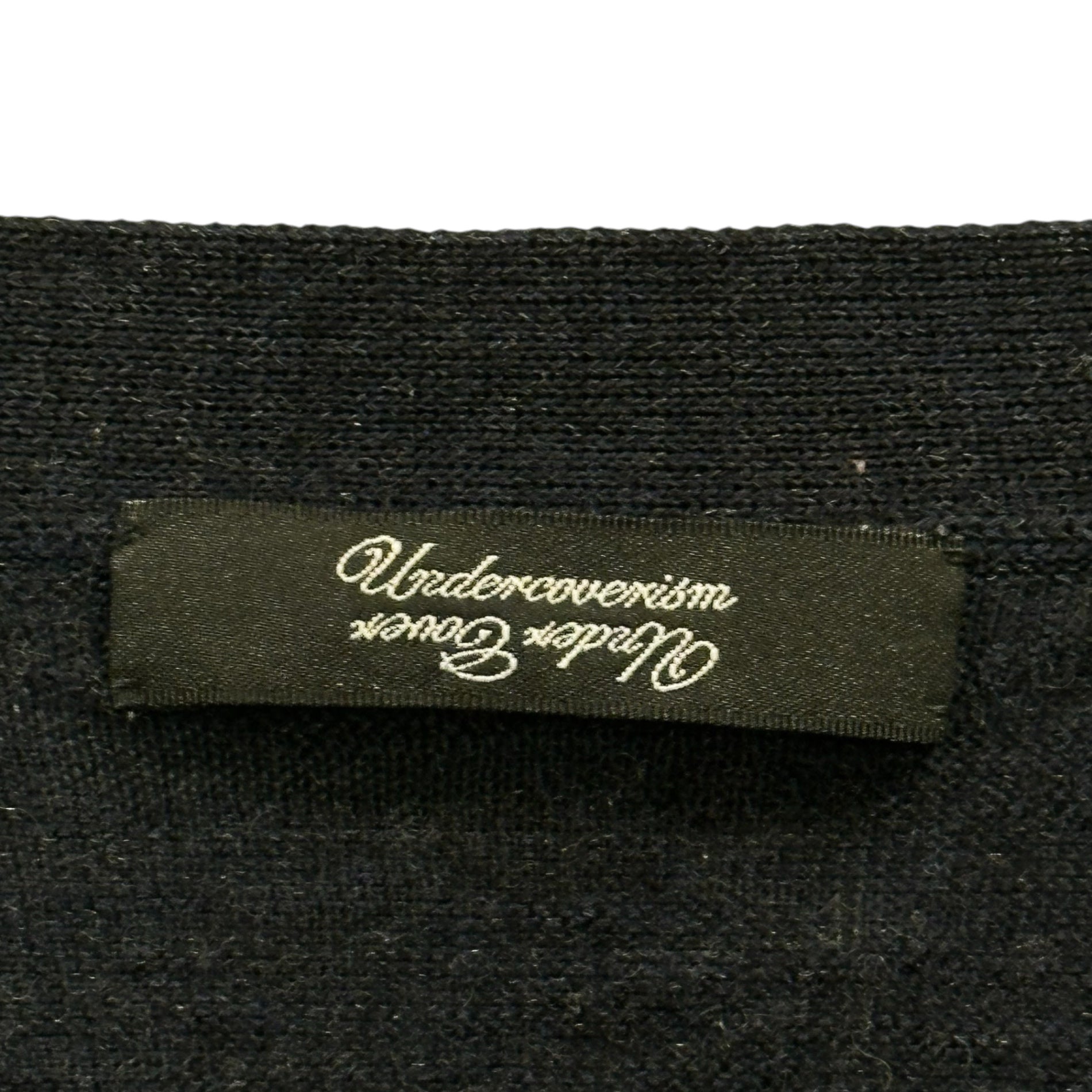 UNDERCOVERISM(アンダーカバイズム) 12AW GILAPPLE Patch V-neck Cardigan ギラップル ワッペン Vネック カーディガン J9902 2(S程度) ネイビー×チャコールグレー