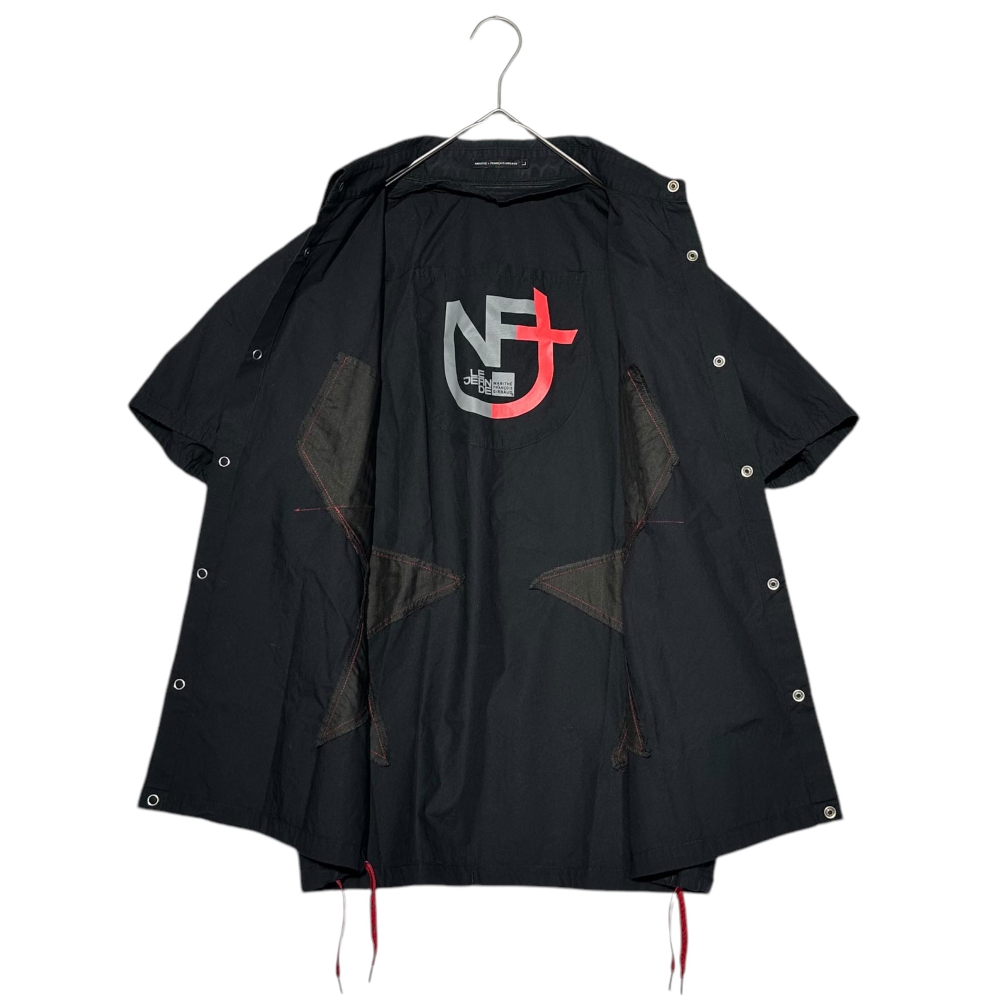 MARITHE FRANCOIS GIRBAUD(マリテフランソワジルボー) 00's collar zip star design hem drawcord 00年代 襟 ジップ スター デザイン 裾 ドローコード ブラック×レッド 品質表示タグ切取