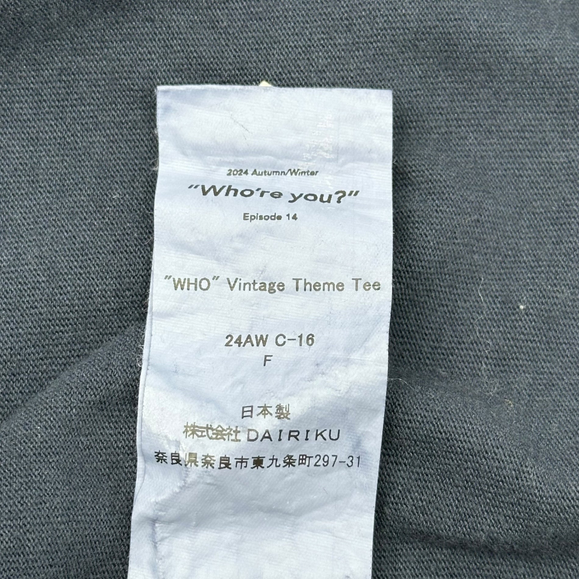 DAIRIKU(ダイリク) 24AW WHO vintage theme tee ヴィンテージ 加工 長袖 刺繍 Tシャツ 24AW C-16 FREE ネイビー カットソー