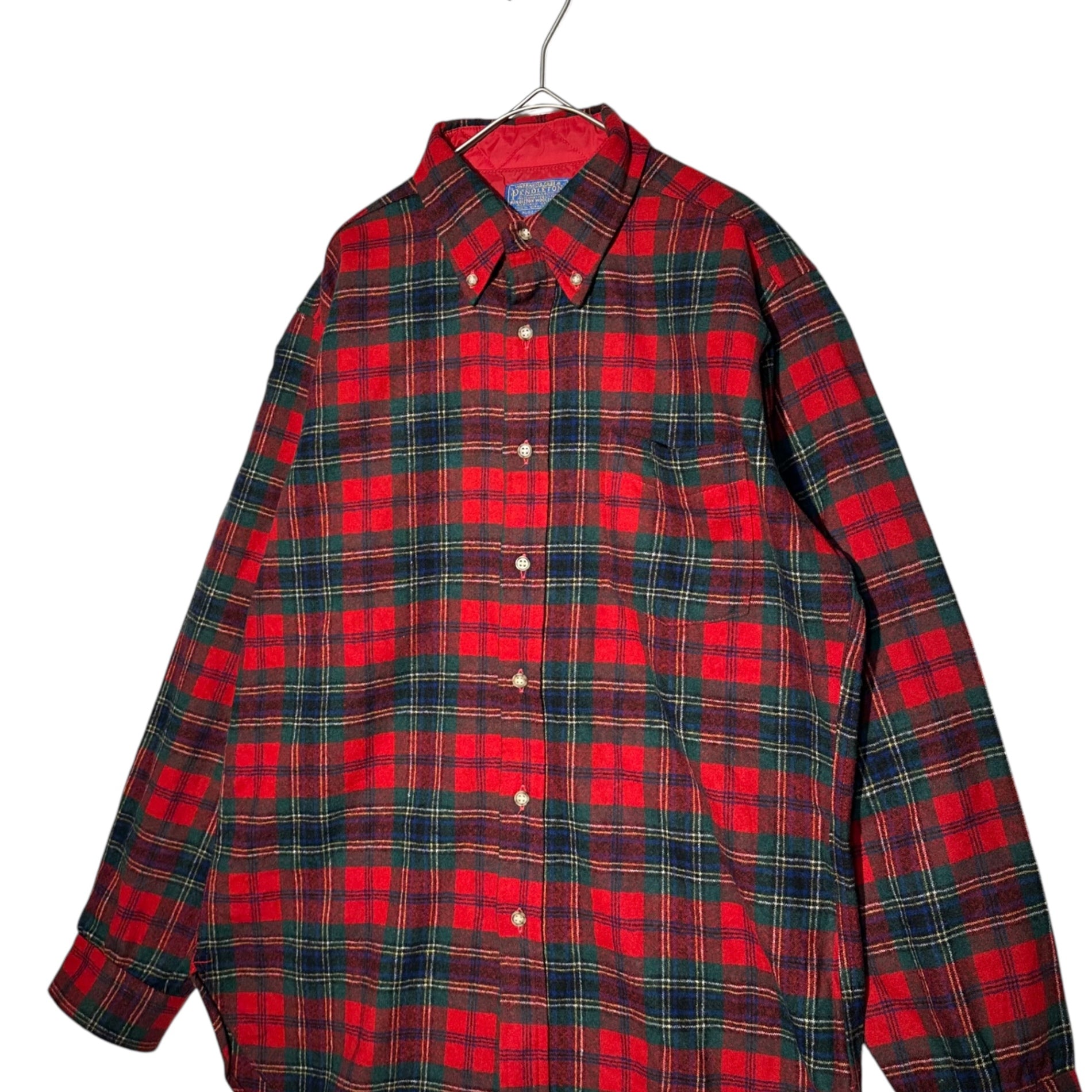 PENDLETON(ペンドルトン) 70's USA made Wool Check Flannel Shirt ウール チェック フランネル シャツ M レッド×グリーン 70年代 ヴィンテージ