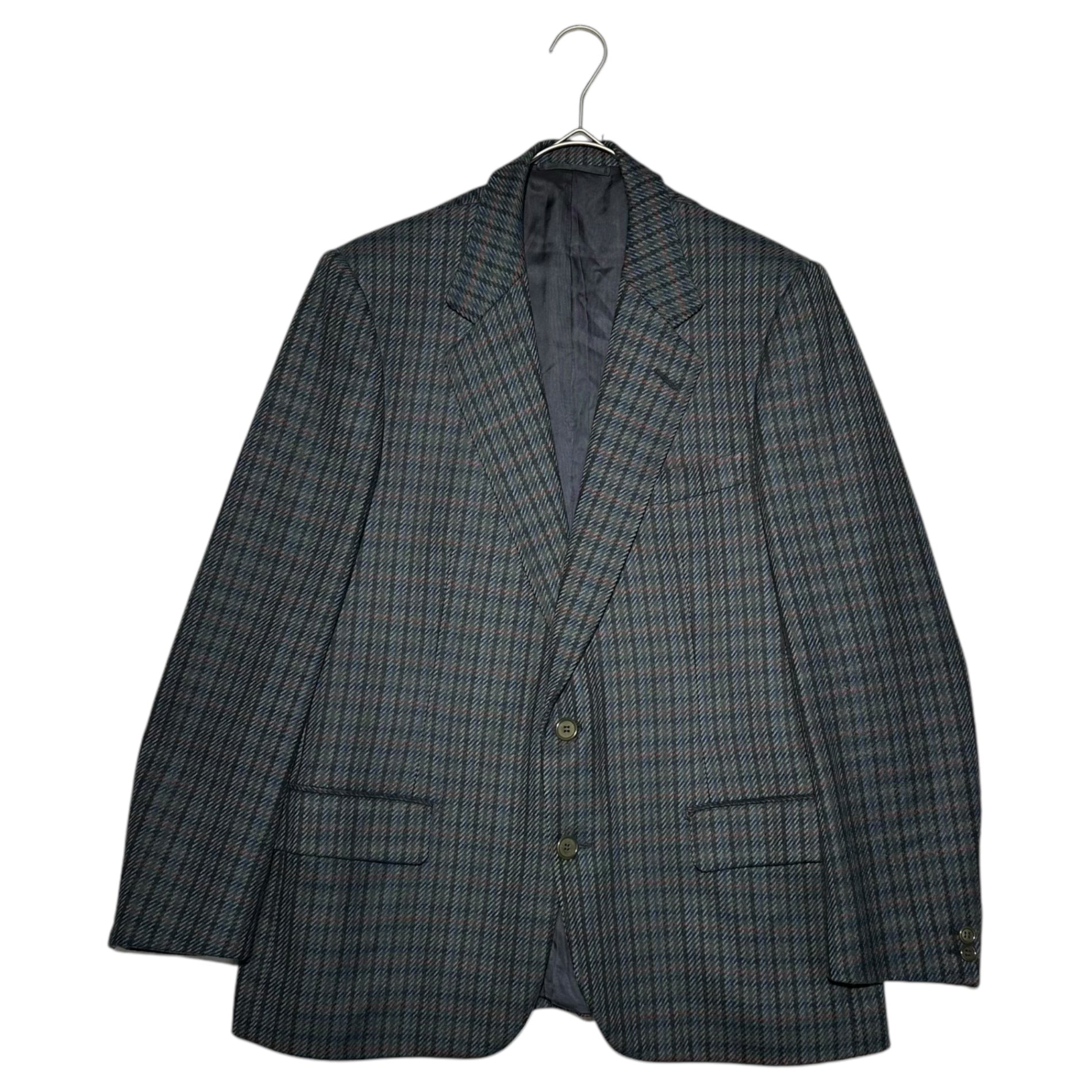 Burberrys(バーバリーズ) 80's~90's Cashmere Wool Check 2B Tailored Jacket カシミア ウール チェック 2B テーラード ジャケット 50(L程度) ネイビー×グリーン 80年代~90年代 ヴィンテージ ブレザー