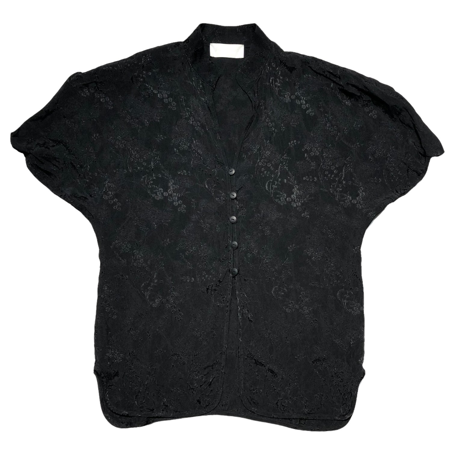 mame kurogouchi(マメクロゴウチ) 19SS Wild Flower Jacquard H/S Shirts/ワイルドフラワージャガード半袖ブシャツ MM19SS-SH058 2(Mサイズ程度) ブラック