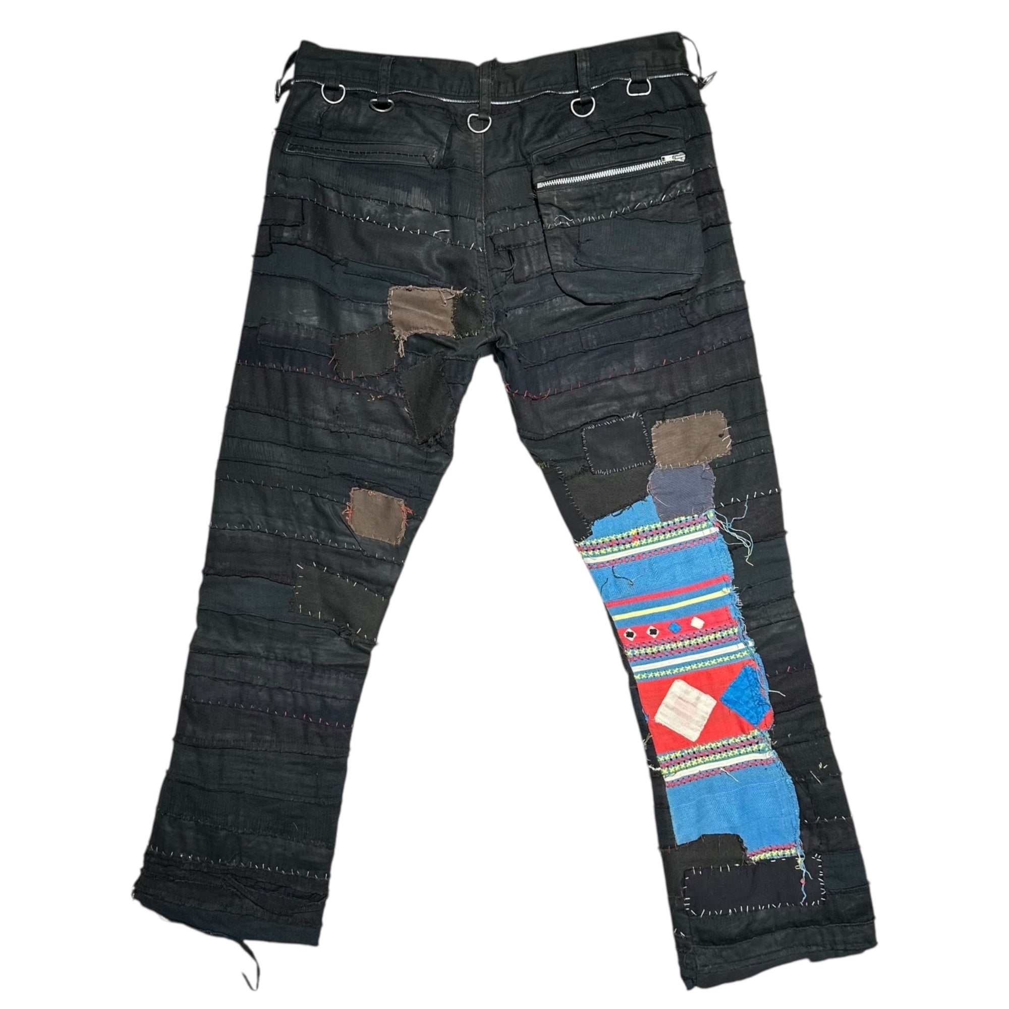 【近日公開】UNDERCOVERISM(アンダーカバイズム) 03SS SCAB Period Crust Damaged & Patchwork Cropped Pants クラスト ダメージ加工 & パッチワーク クロップド パンツ 瘡蓋 U222 M ブラック 2003年 パリコレ 初参加時 稀少 少数生産アイテム