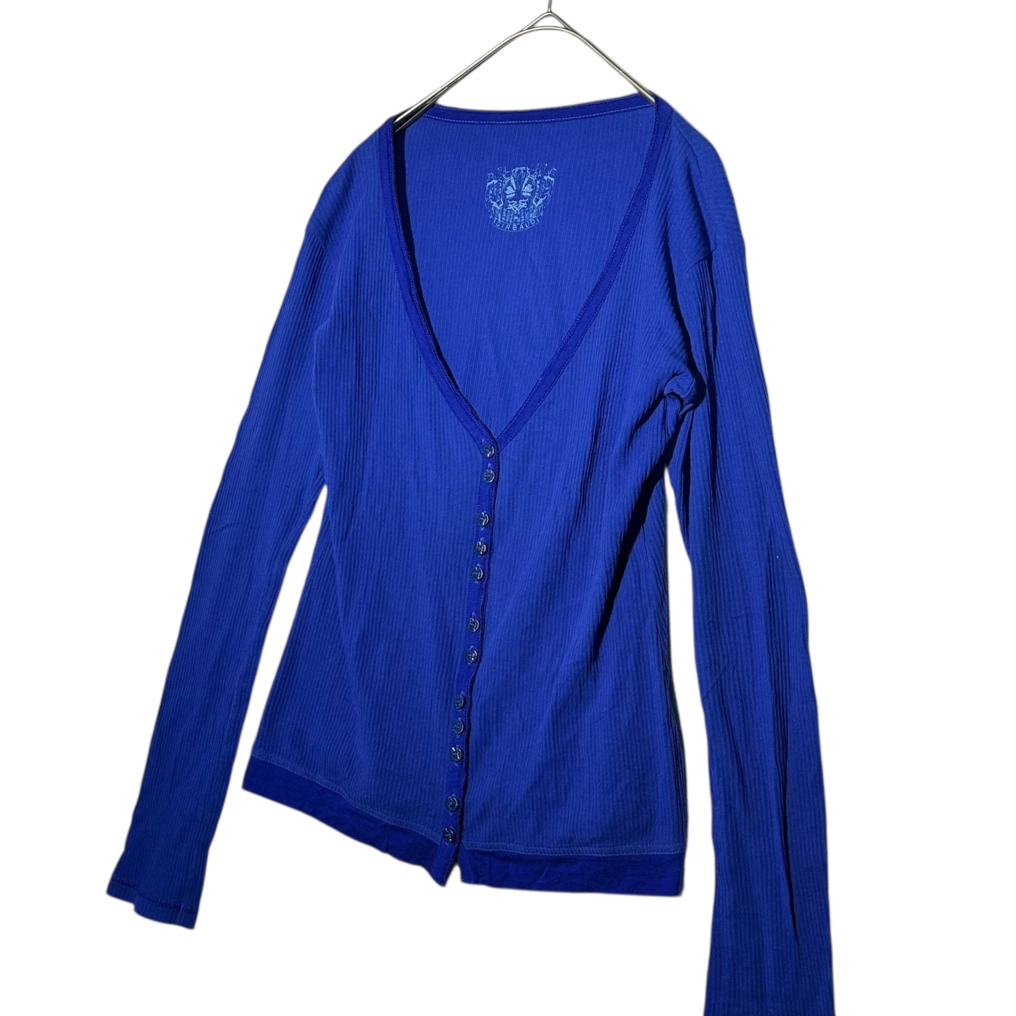 MARITHE FRANCOIS GIRBAUD(マリテフランソワジルボー) 00's V-neck Ribbed Cardigan Vネック リブ カーディガン F5-6736 M ブルー Y2K