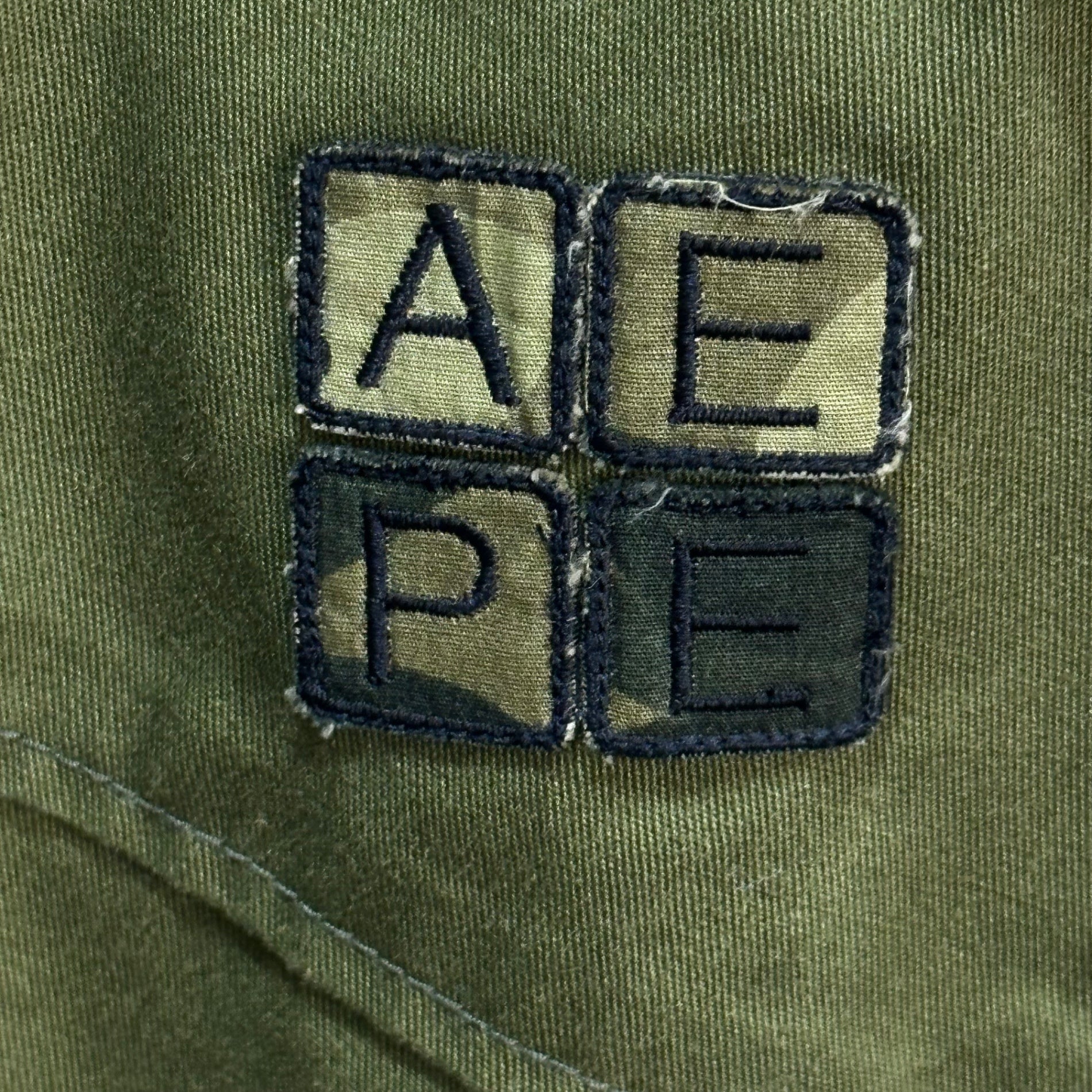A BATHING APE(アベイシングエイプ) 00's FELLOWSHIP BAPE CAMP BOY SCOUT SHIRT ワッペン 半袖 ボーイ スカウト シャツ M オリーブ