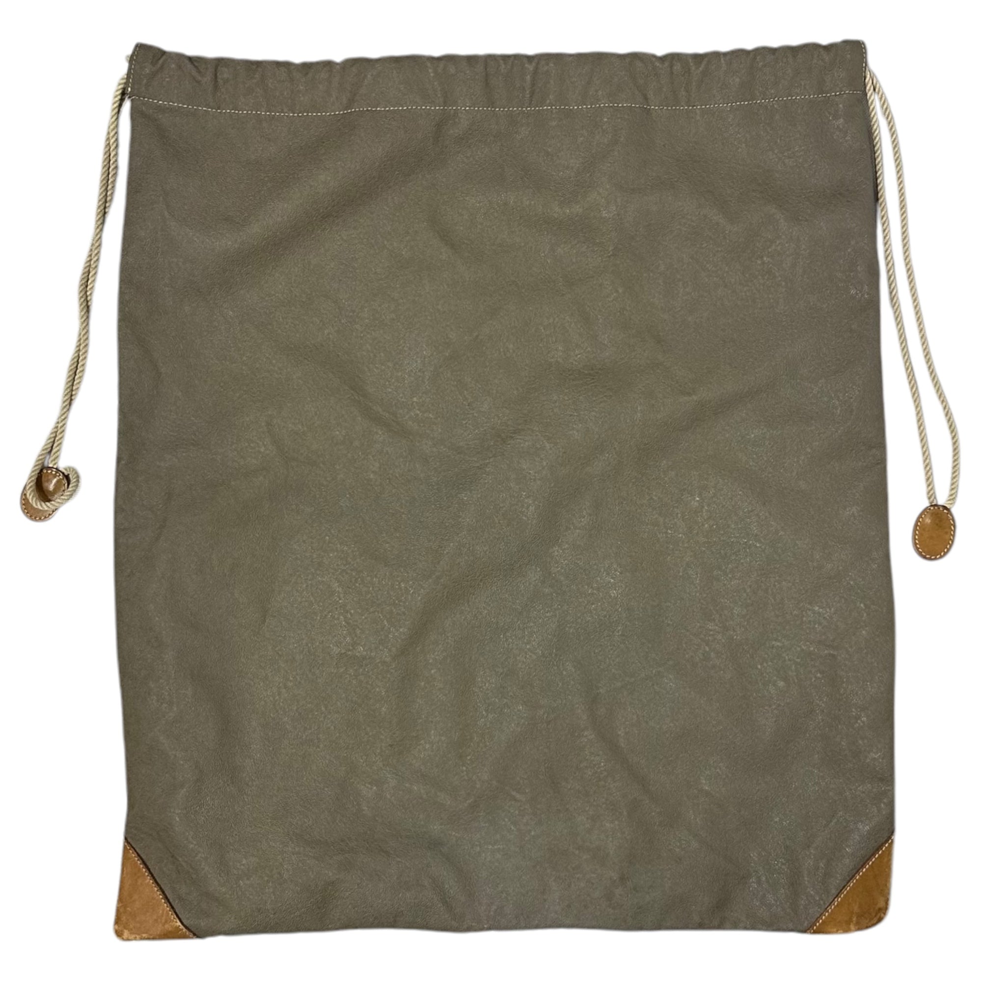 C.P.COMPANY(シーピーカンパニー) 90's~00's Drawstring bag 巾着 バッグ カーキ レザー ナップサック