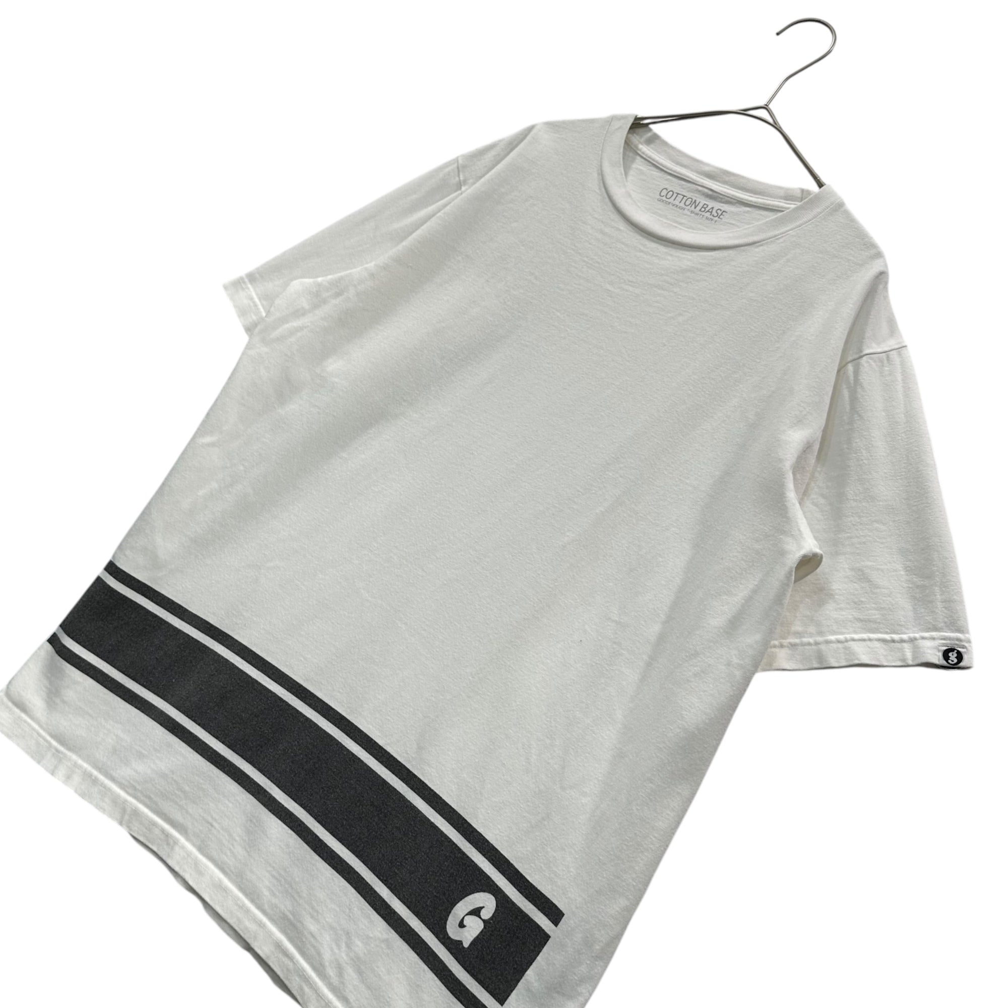 GOODENOUGH(グッドイナフ) 2007's cotton base Line print s/s T-shirt ライン プリント 半袖 Tシャツ L ホワイト×ブラック