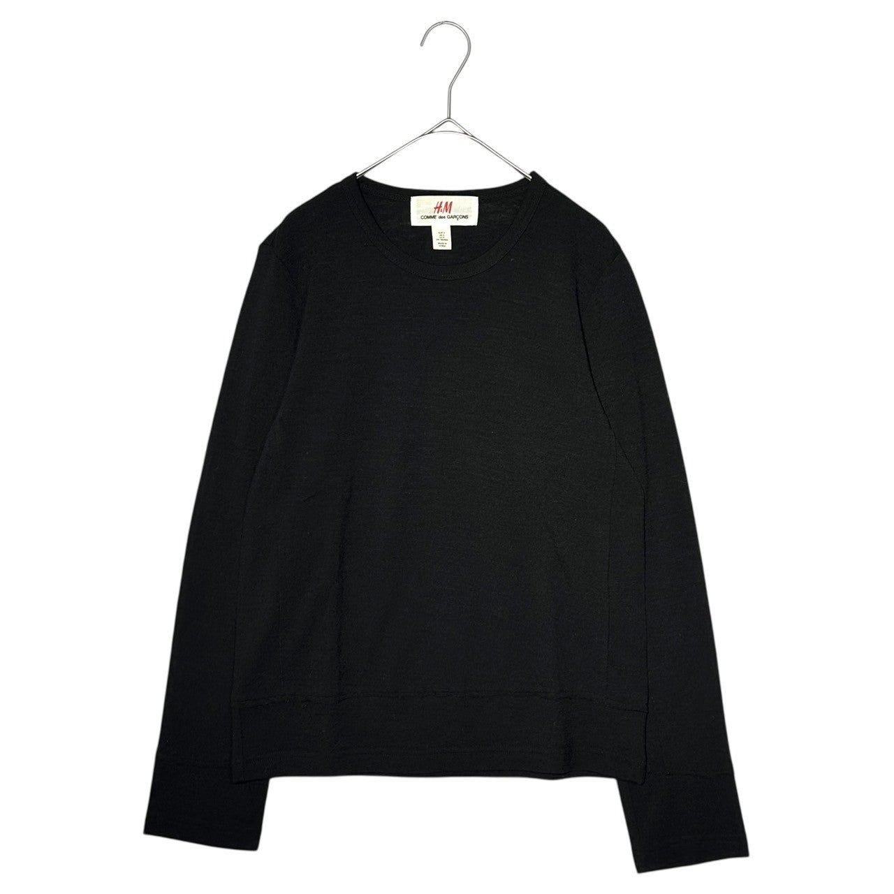 COMME des GARCONS×H&M(コムデギャルソン×エイチアンドエム) 08AW Wool Long-Sleeve Knit Top ウール 長袖 カットソー S ブラック Tシャツ ニットソー コラボ