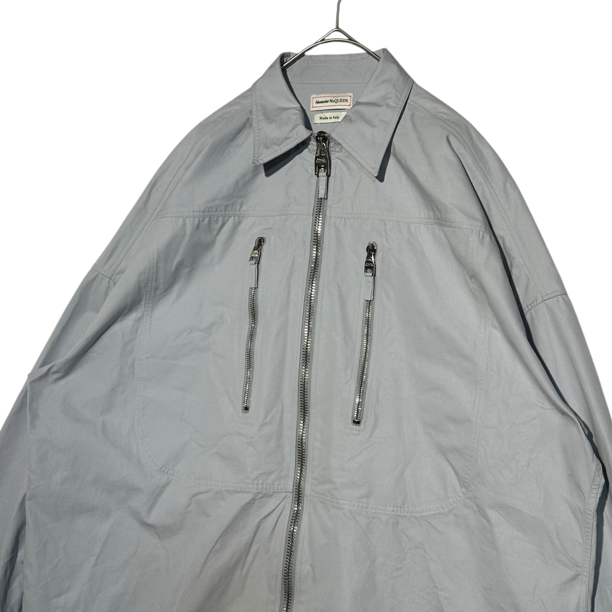 ALEXANDER MCQUEEN(アレキサンダーマックイーン) 2021s zip up long sleeve shirt jacket ジップアップ 長袖 シャツ ジャケット C-JP54-2021-1570-0221 M~L程度 ライトブルー