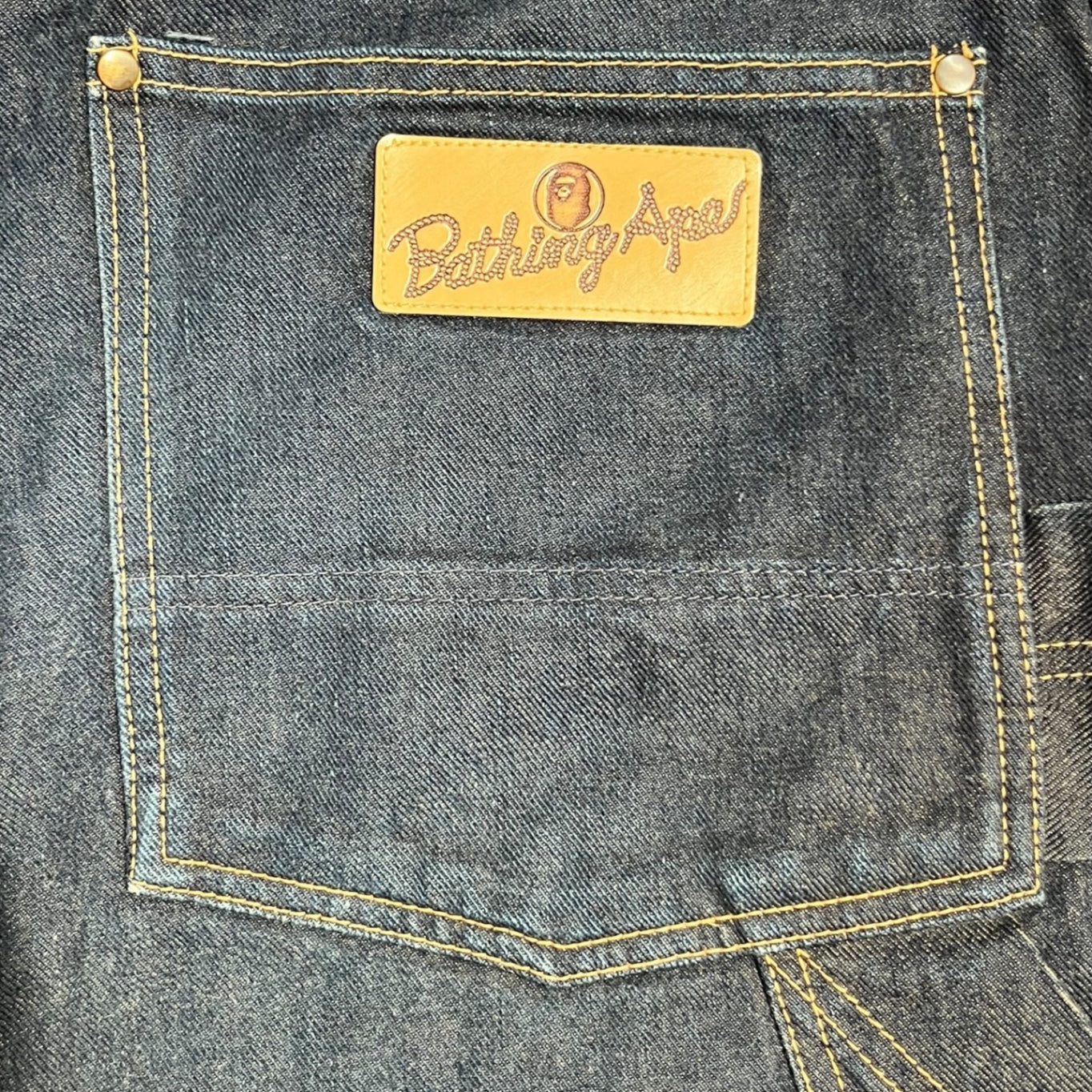 A BATHING APE(アベイシングエイプ) 00's Double knee denim painter pants ダブルニー ポケット デニム ペインター パンツ L インディゴ Y2K