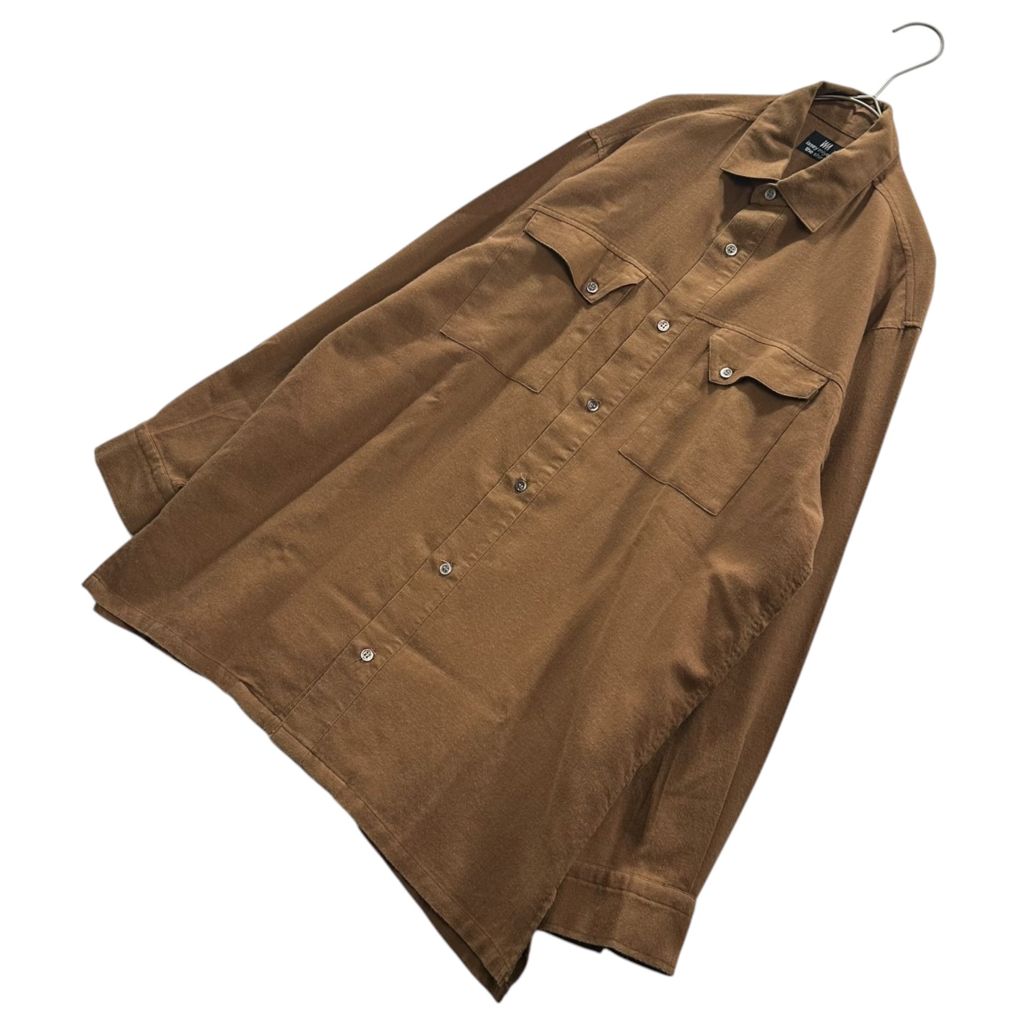 im ISSEY MIYAKE(イッセイミヤケ) 1990's " TESSUTO IN TALIA" Co/Wo L/S Shirt コットン ウール シャツ 166005-C S ブラウン 90年代 ハミルトン社