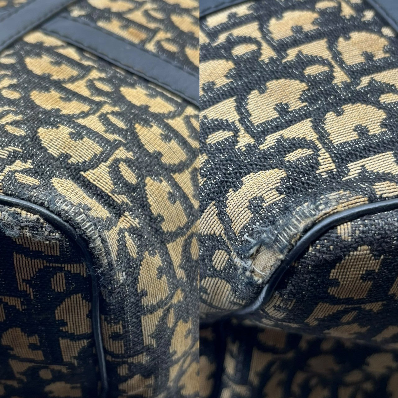 Christian Dior(クリスチャンディオール) Vintage trotter mini boston bag ヴィンテージ トロッター柄 ミニ ボストン バッグ ネイビー×アイボリー ハンドバッグ モノグラム
