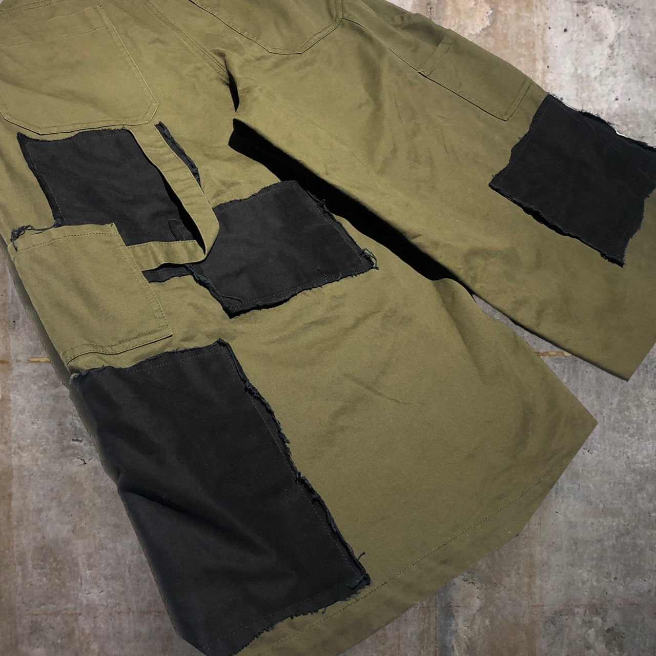 LIAM HODGES(リアムホッジス) パッチワークワイドカーゴショーツ ワイドパンツ バギーパンツ 32 カーキ