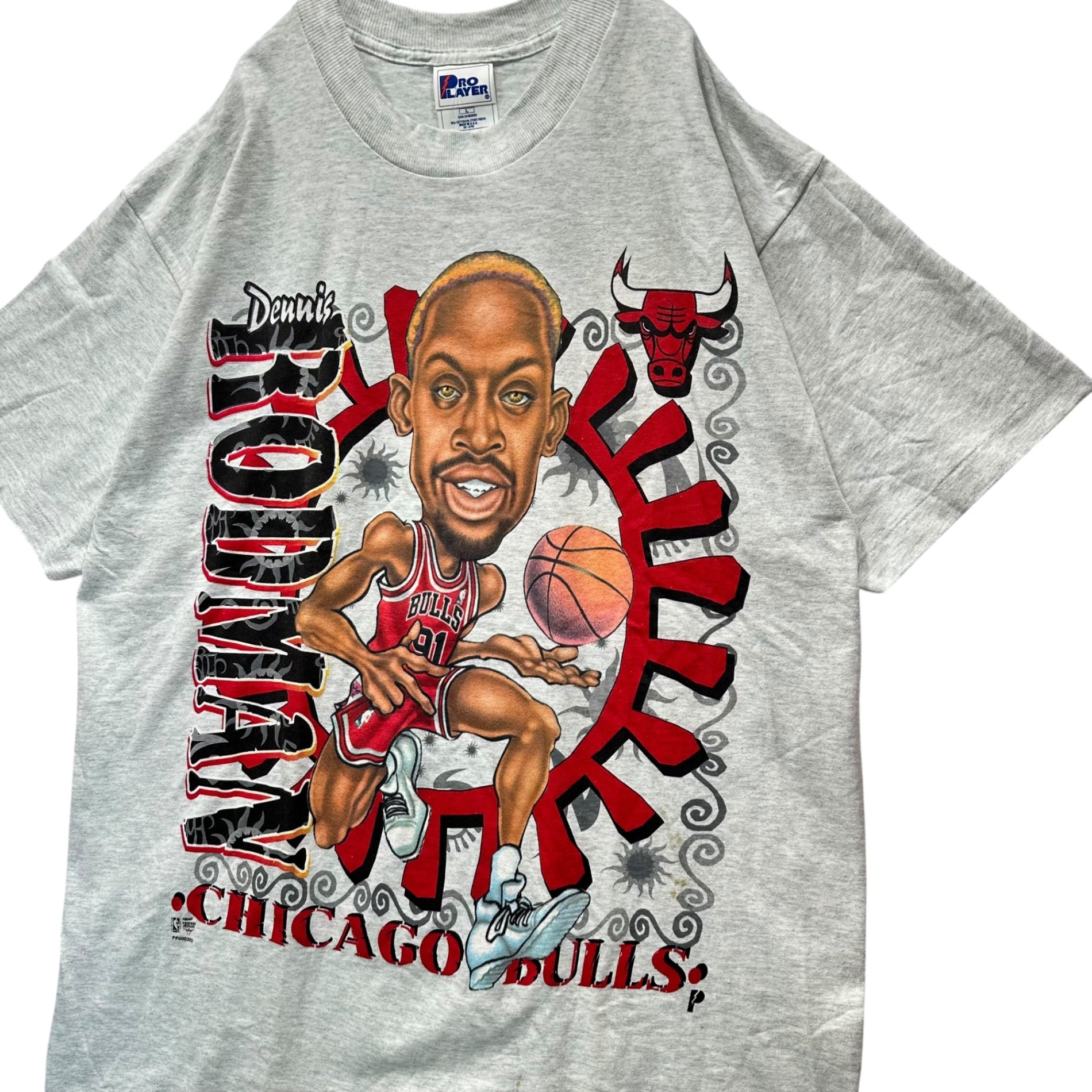 VINTAGE(ヴィンテージ) 90s Dennis Rodman Character T-Shirt 90年代 デニス ロッドマン キャラクター Tシャツ L グレー デッドストック プロプレイヤー NBA