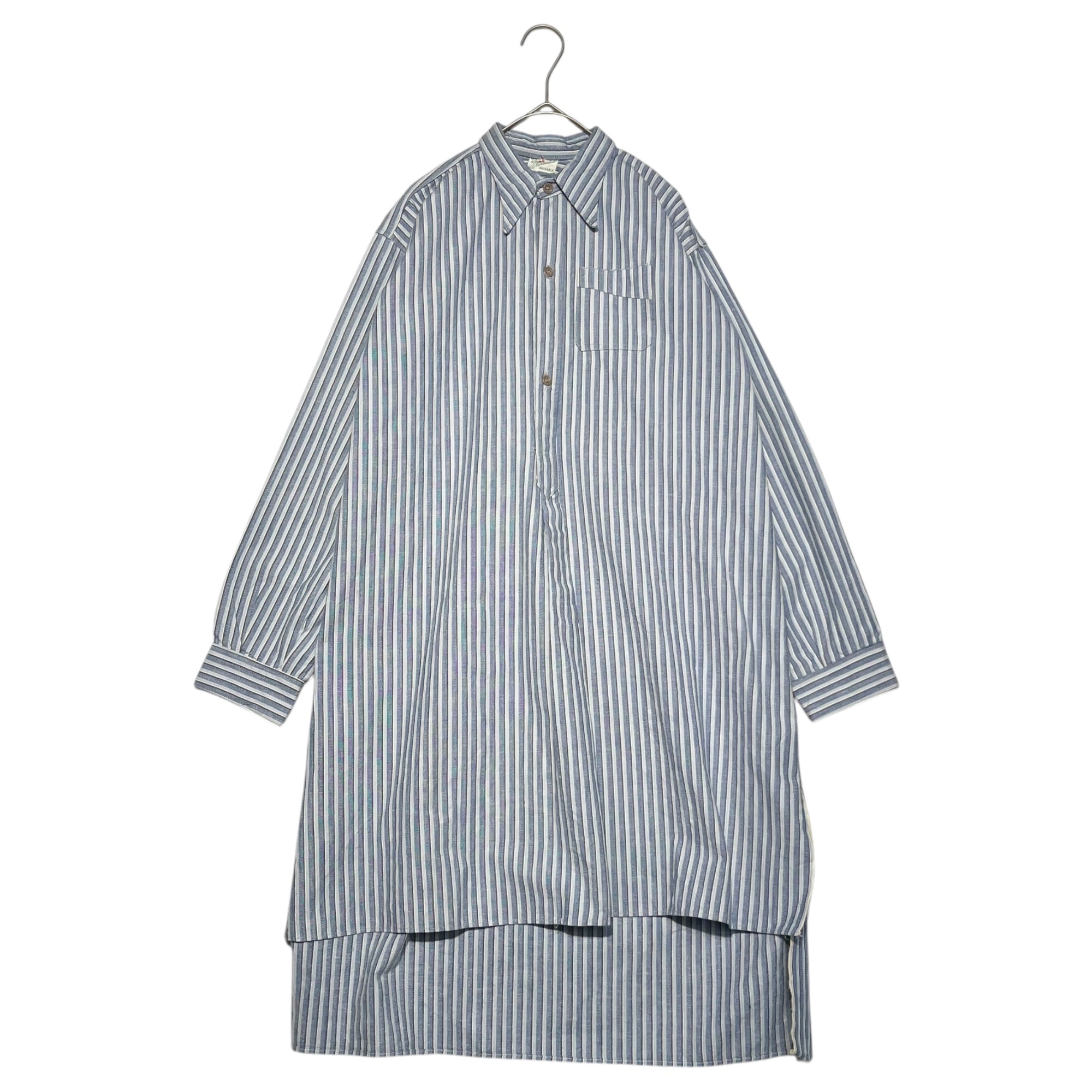 Euro vintage(ヨーロッパヴィンテージ) 30's French Vintage Striped Smock Shirt 30年代 フレンチ ヴィンテージ ストライプ スモック シャツ 110(L~XL相当) ブルー