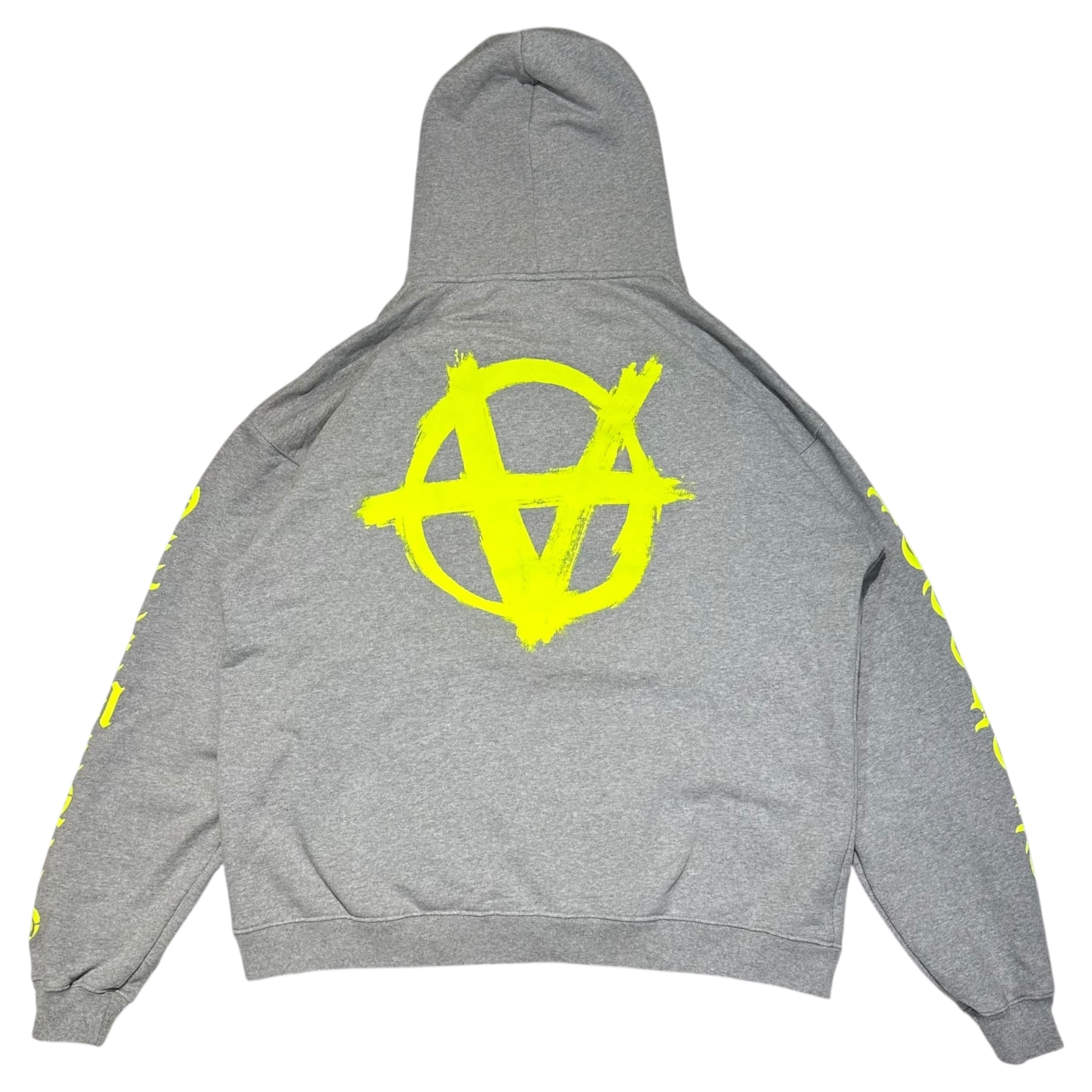 VETEMENTS(ヴェトモン) 21AW Double Anarchy Logo Hoodie ダブル アナーキー ロゴ パーカー UA52TR820G S グレー×イエロー オーバーサイズ
