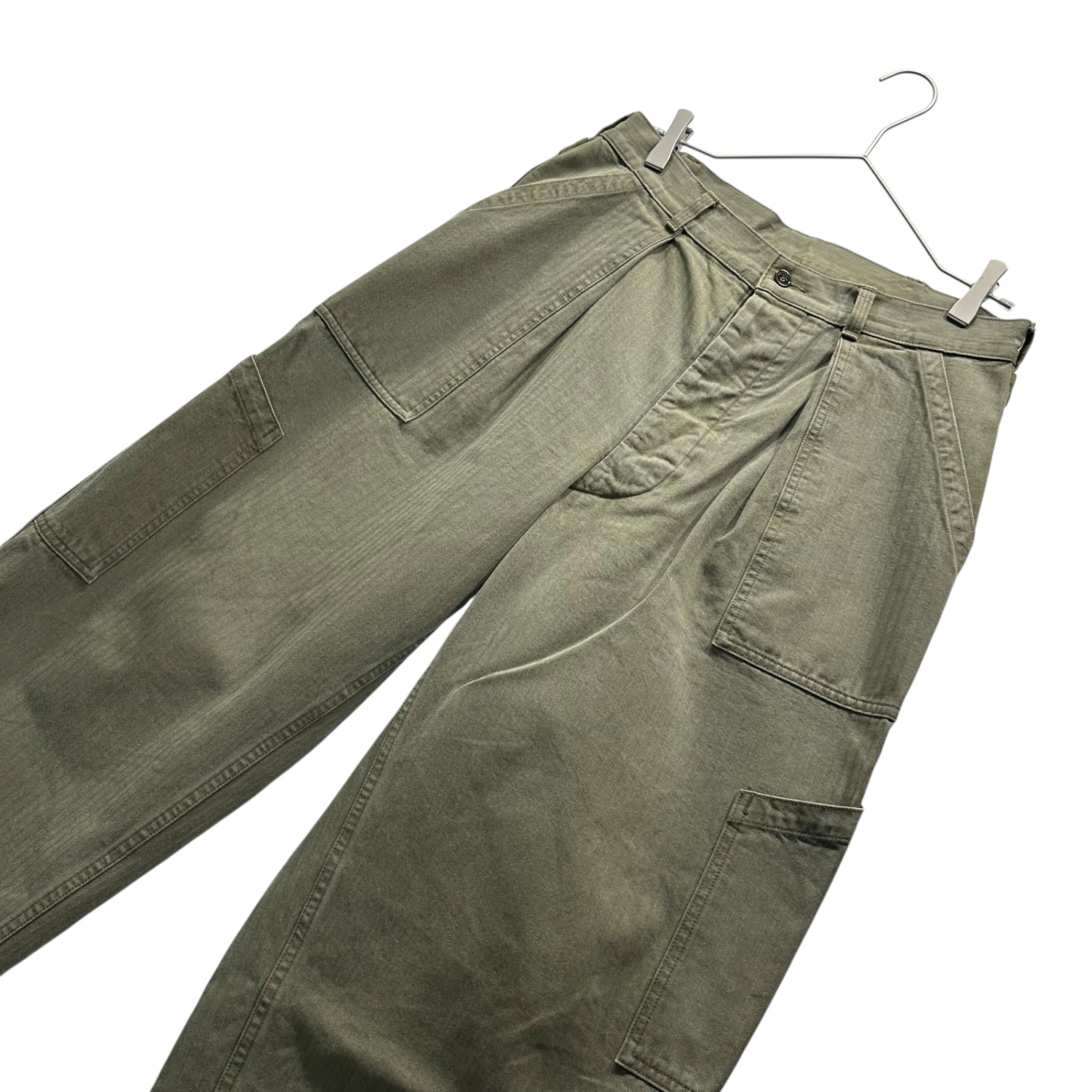 A.PRESSE(アプレッセ) 21AW USAF Hemmed Bottoms Pants ヘリンボーン カーゴ パンツ 21AAP-04-03M 1 カーキ ワイド ストレート ミリタリー