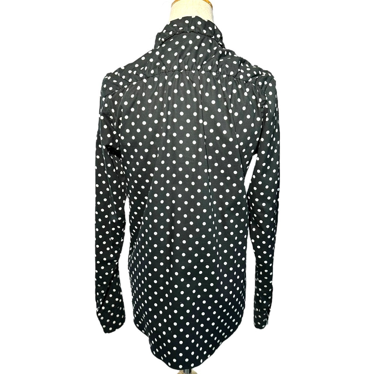 BLACK COMME des GARCONS(ブラックコムデギャルソン) Round Collar Dot Center Gathered Long Sleeves Shirt Blouse 丸襟 ドット 中心 ギャザー 長袖 シャツ ブラウス 1L-B025 S ブラック×ホワイト AD2013