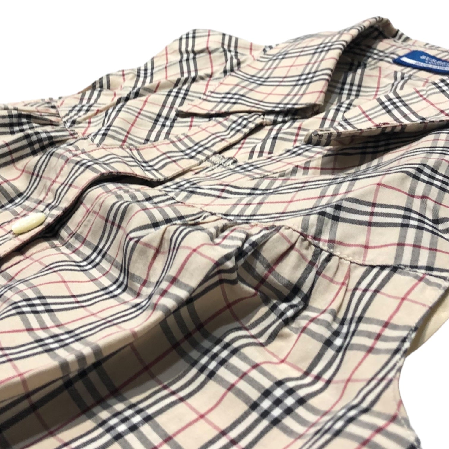 BURBERRY BLUE LABEL(バーバリーブルーレーベル) マイクロ ノバチェック スキッパー ノースリーブ シャツ FE529-210 38(M程度) ベージュ ブラウス