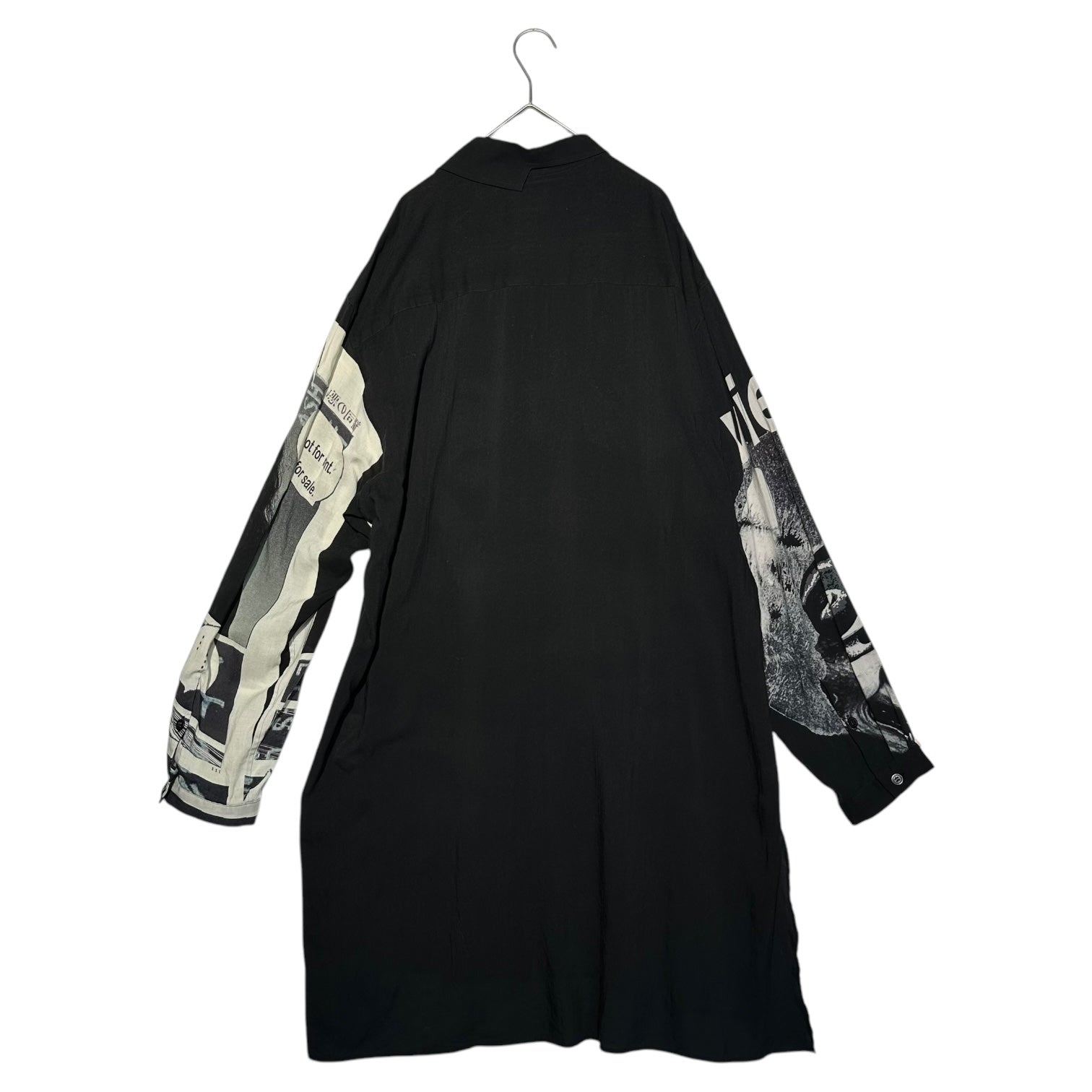 BLACK Scandal Yohji Yamamoto(ブラックスキャンダルヨウジヤマモト) 18AW "嫌われて醜悪中年" Asymmetric collar print blous アシンメトリー 襟 プリント ロング シャツ HV-B55-824 2 ブラック OU-テンセル I-アシメ衿プリント-B・ミックス