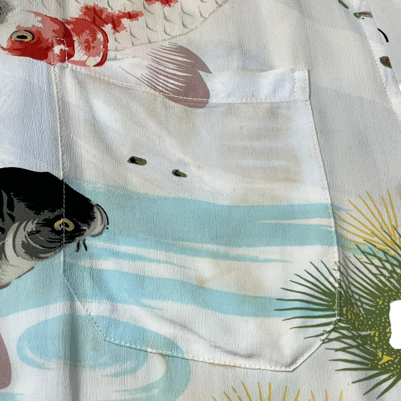 SUN SURF(サンサーフ東洋) RAYON S/S SPECIAL EDITION HOOKANO "NISHIKI KOI" 錦鯉 レーヨン アロハシャツ SS34665 M ホワイト 半袖