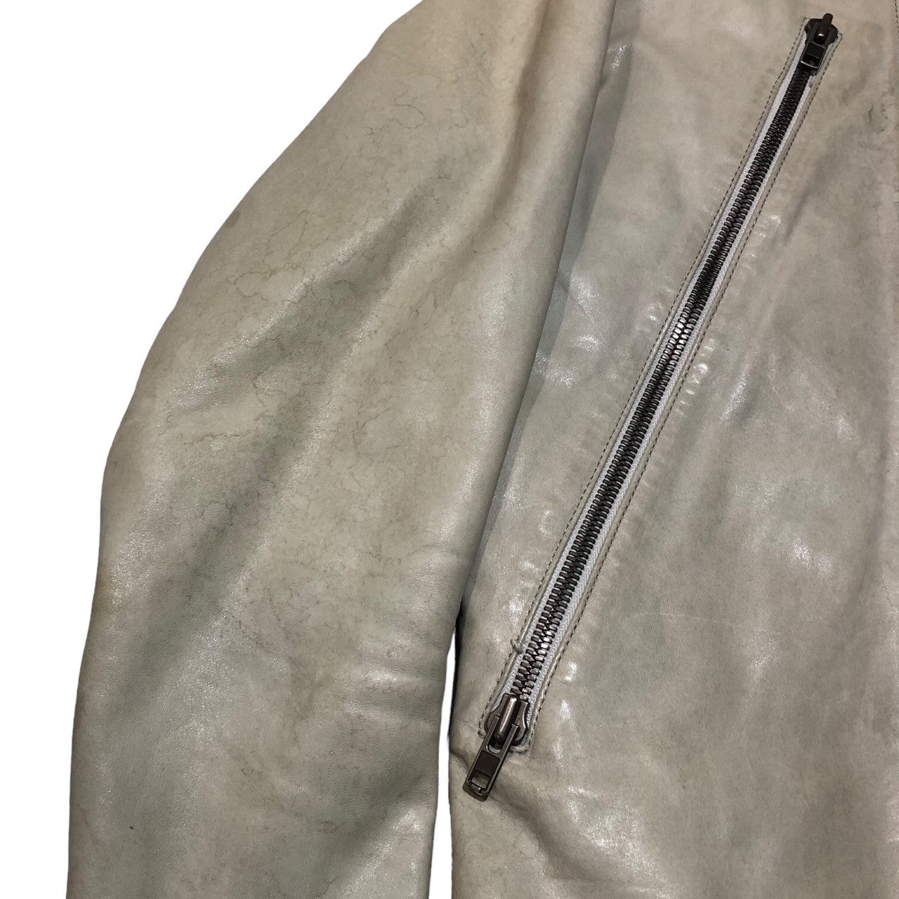 Martin Margiela 10(マルタンマルジェラ10) 09SS 本人期 5zip riders/Figure eight single riders/八の字ライダースジャケット/牛革 30 AM 101 SIZE 44 クリーム
