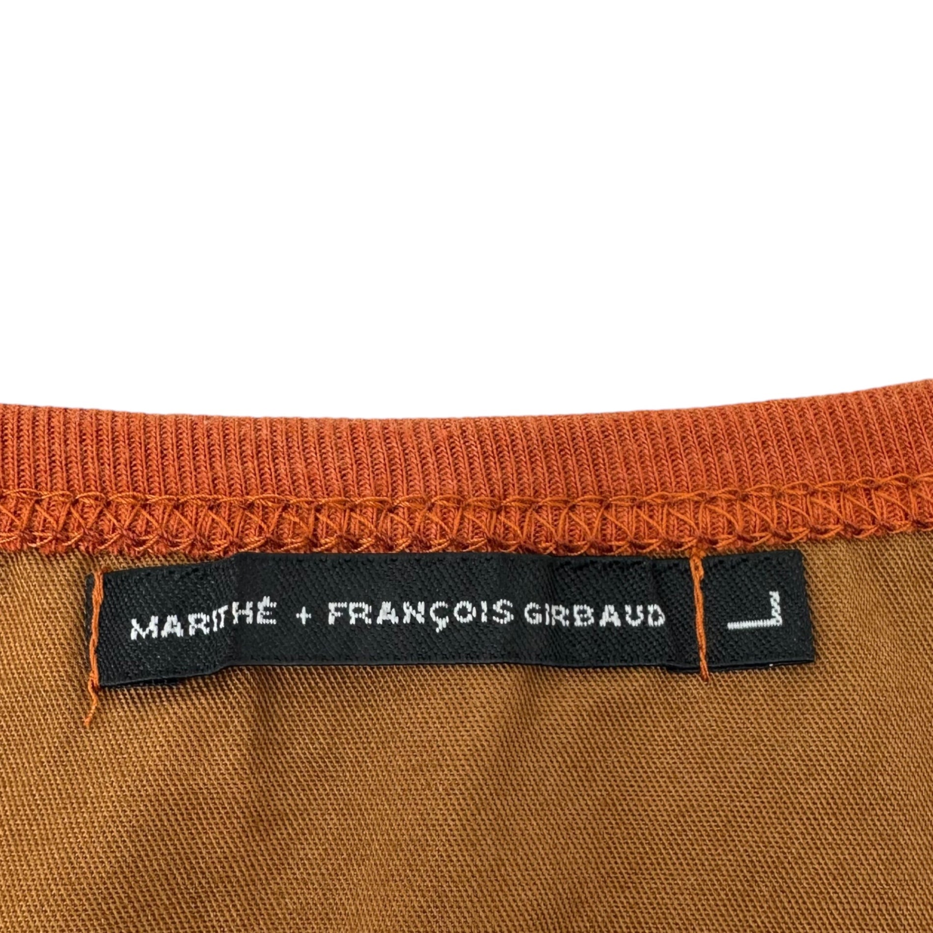 MARITHE FRANCOIS GIRBAUD(マリテフランソワジルボー) 00's Graphic Print Mesh N/S Cut & Sewn グラフィック プリント メッシュ ノースリーブ カットソー M5-6500 L オレンジ Y2K