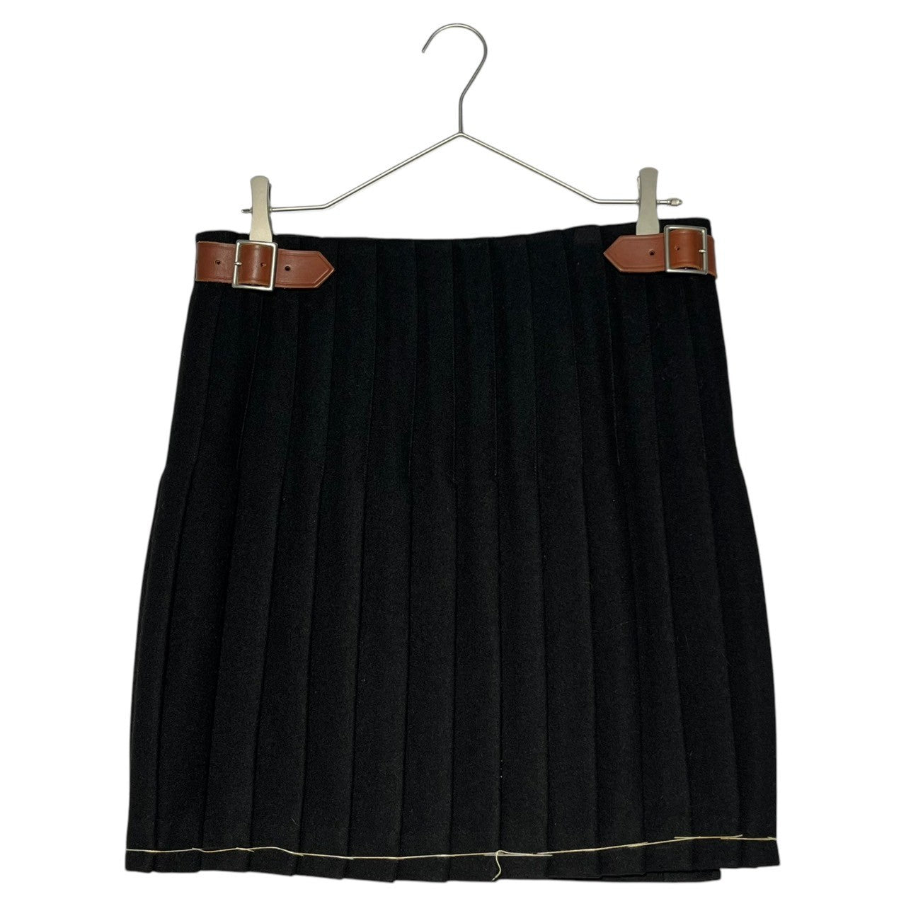 robe de chambre COMME des GARCONS(ローブドシャンブルコムデギャルソン) 00AW Side-belted wool pleat wrap skirt サイドベルト ウール プリーツ ラップ スカート RS-040510 表記無し(M程度) ブラック AD2000 レザー
