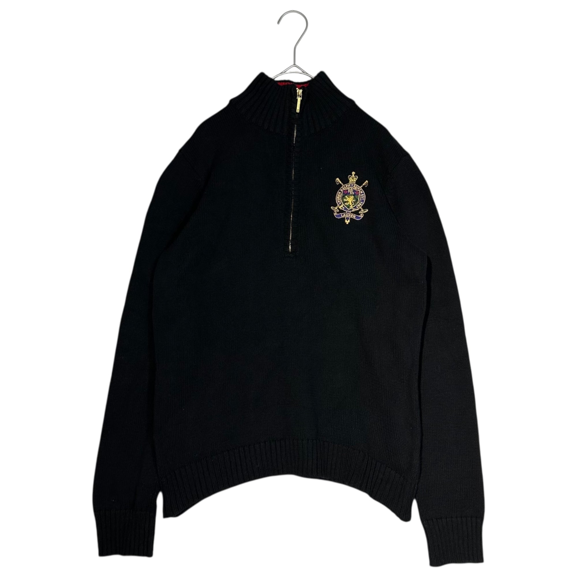LAUREN RALPH LAUREN(ローレンラルフローレン) Half Zip Long Sleeve Knit ハーフ ジップ 長袖 ニット M ブラック