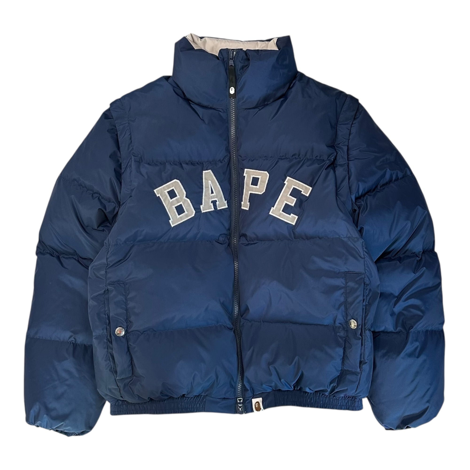 A BATHING APE(アベイシングエイプ) 25AW BAPE DETACHABLE SLEEVES DOWN JACKET 2WAY ダウン ジャケット 001DNK802001L F ネイビー