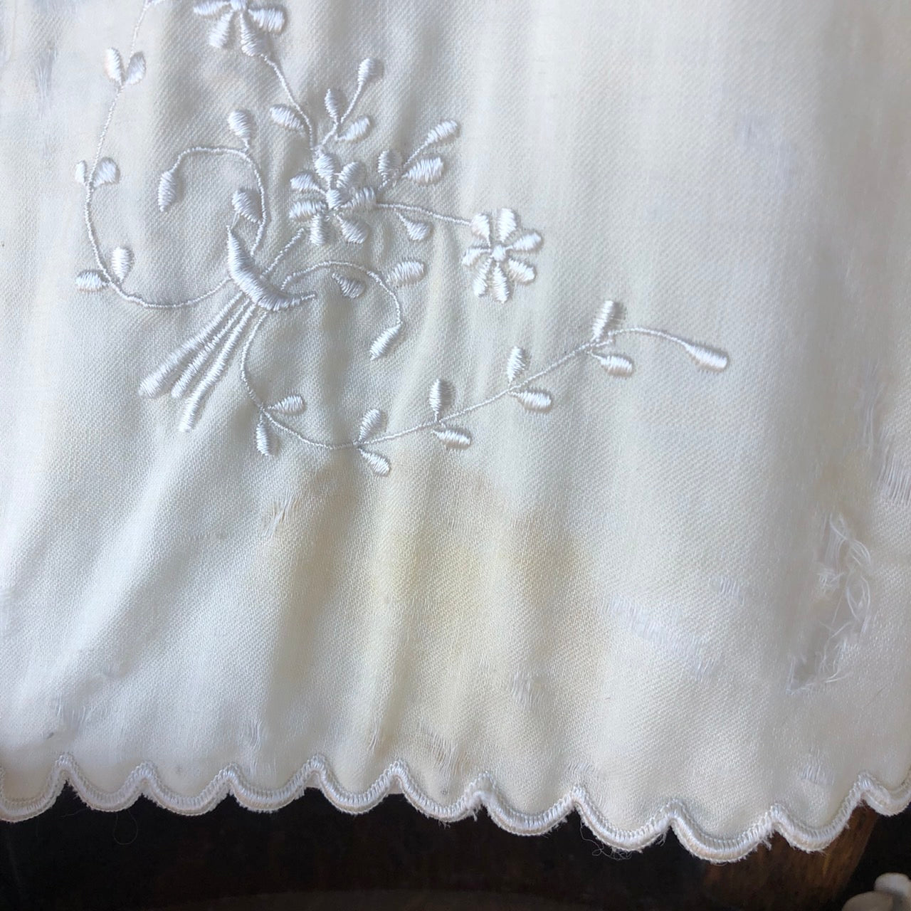 VINTAGE(ヴィンテージ) 50~'sフラワーステッチケープ 表記なし(FREE) アイボリー