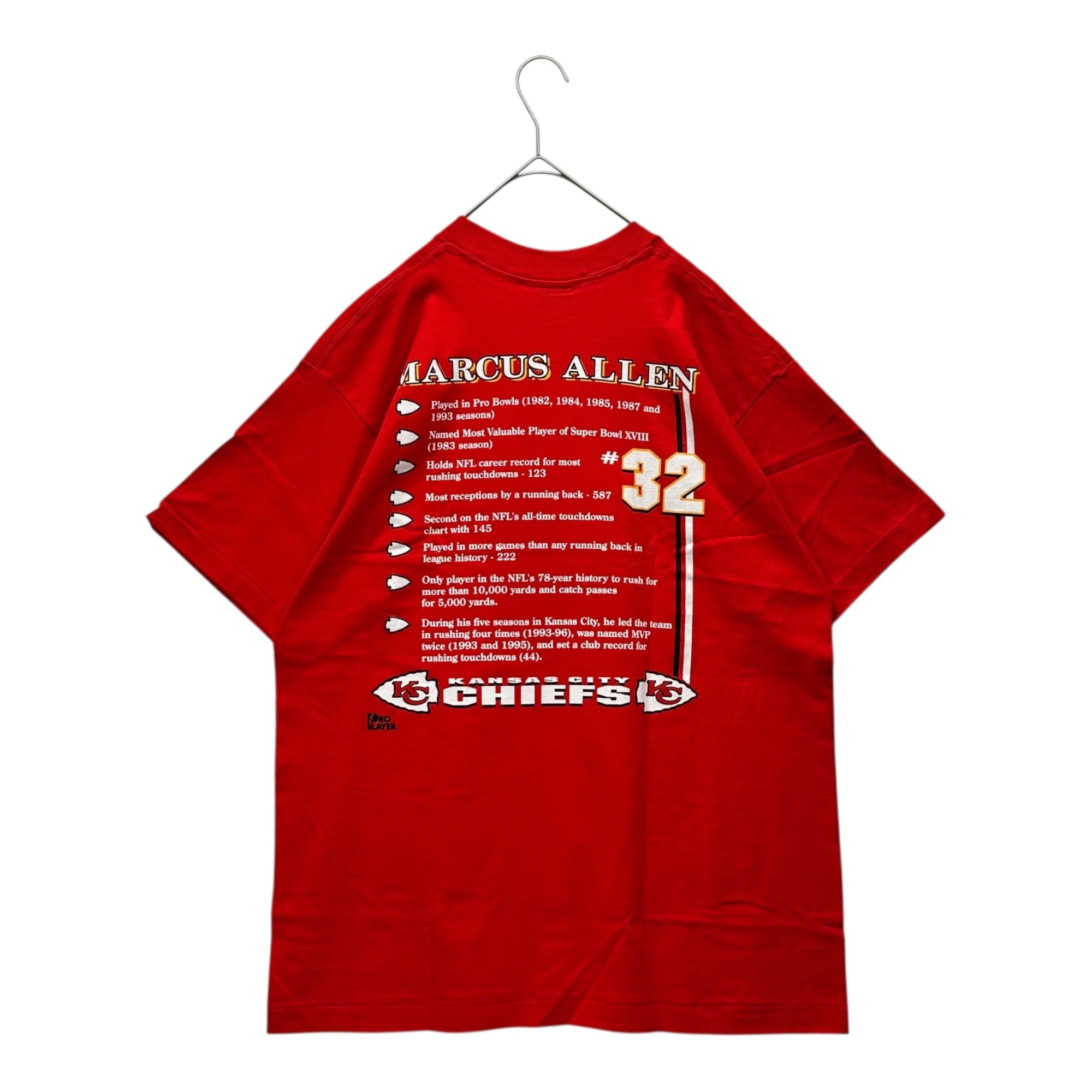 VINTAGE(ヴィンテージ) 1997 MARCUS ALLEN T-SHIRT 97年 マーカス アレン Tシャツ L レッド NFL