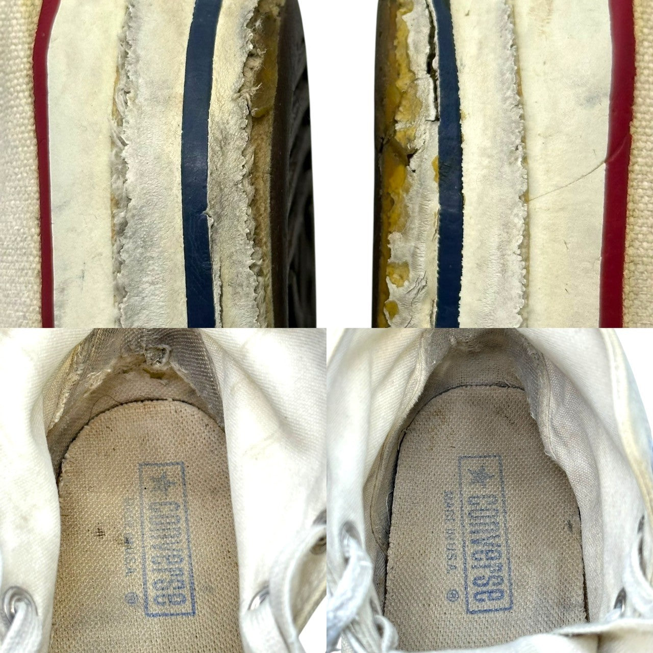 CONVERSE(コンバース) 80's~90's USA made Vintage ALL STAR HI ヴィンテージ ハイカット スニーカー 生成り 9(27.5cm程度) ホワイト 80~90年代 移行期 USA製 囲み