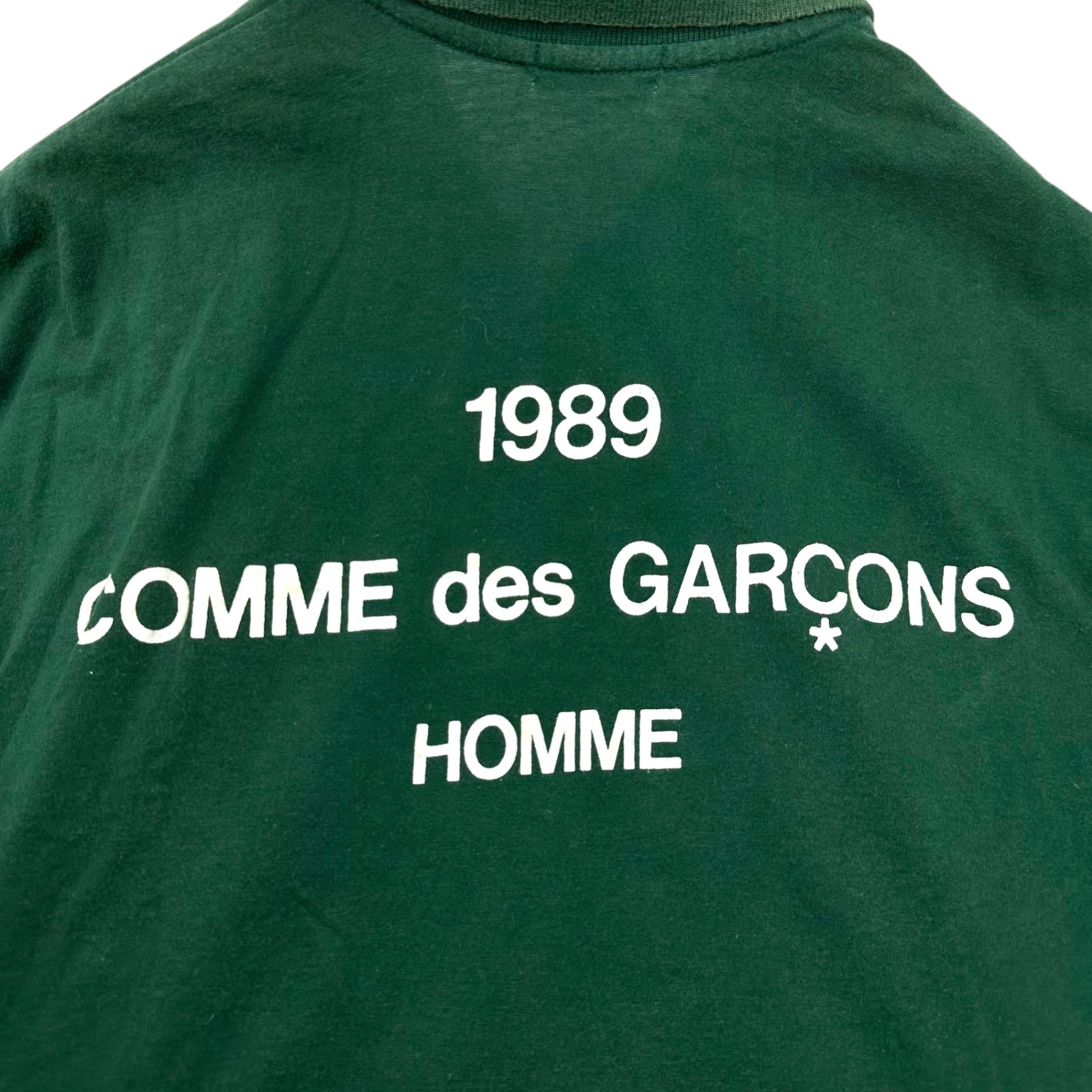 COMME des GARCONS HOMME(コムデギャルソンオム) 1989 back logo print polo shirt 80年代 バックロゴ プリント ポロシャツ 川久保玲 本人期 HT-020260 FREE グリーン ヴィンテージ 稀少品
