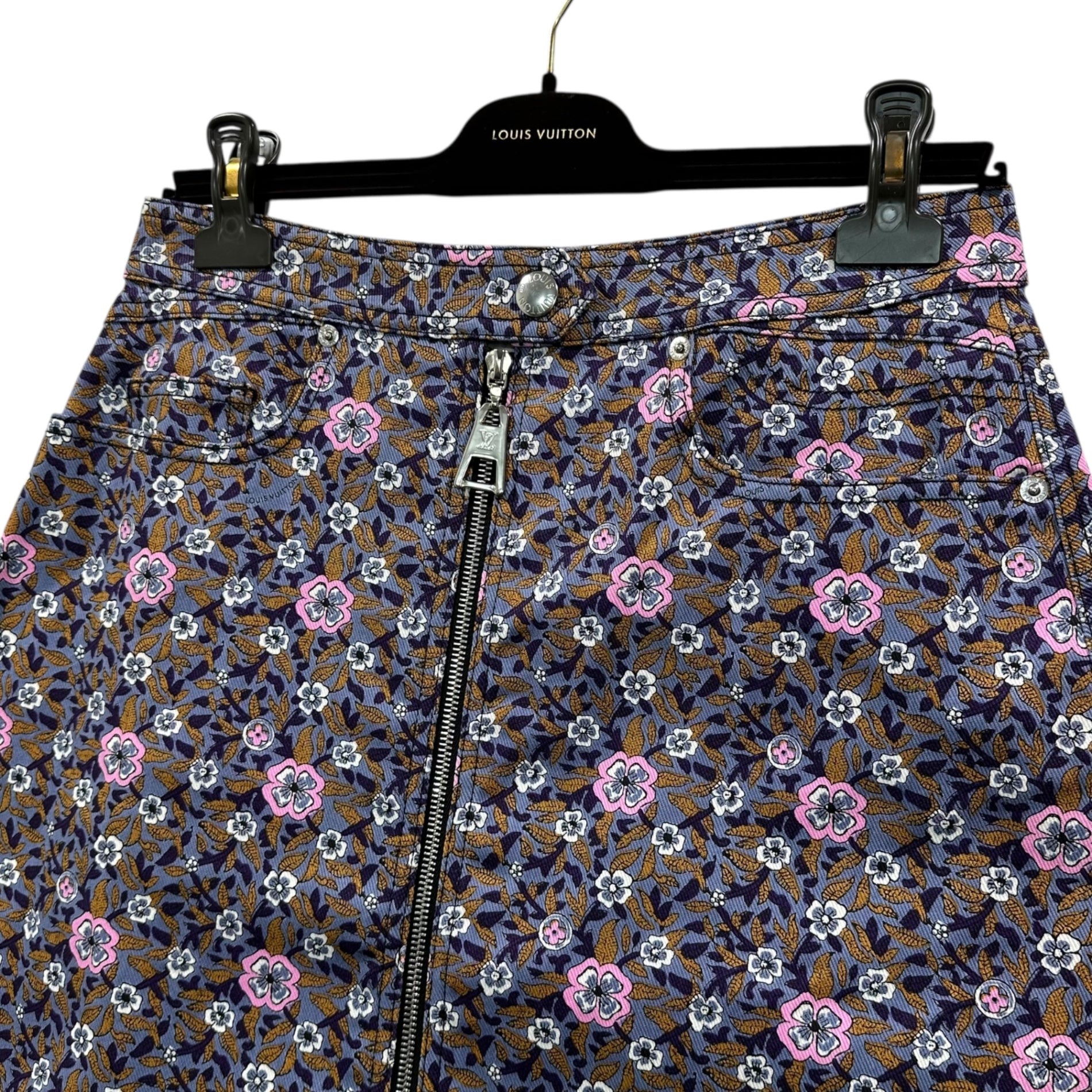 LOUIS VUITTON(ルイヴィトン) Floral Print Cotton Flare Mini Skirt 花柄 コットン フレア ミニ スカート RW152A F8SK25B74 40 パープル×ピンク
