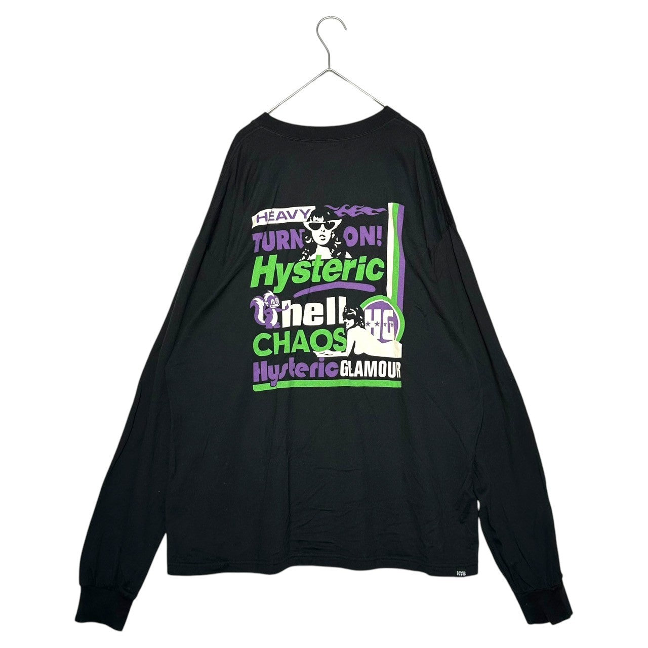 HYSTERIC GLAMOUR(ヒステリックグラマー) DIZZY&MILKY HYSTERIC CHAOS L/S T-shirt プリント 長袖 Tシャツ 02223CL17 XL ブラック