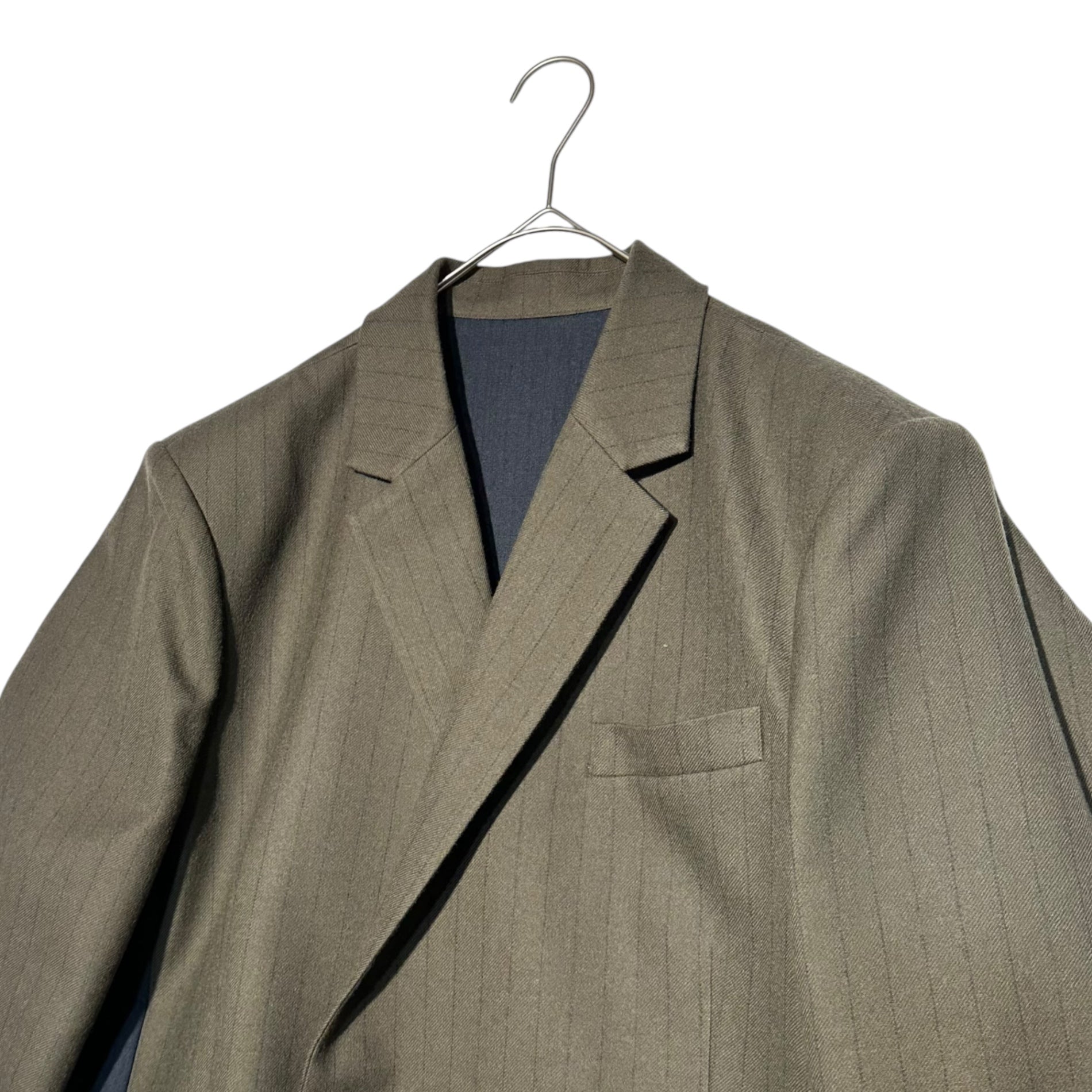 sacai(サカイ) 24AW Chalk Stripe × Rip Stop Jackt チョーク ストライプ リップストップ テーラード ジャケット ダブル 切替 24-03477M 2(M程度) カーキ