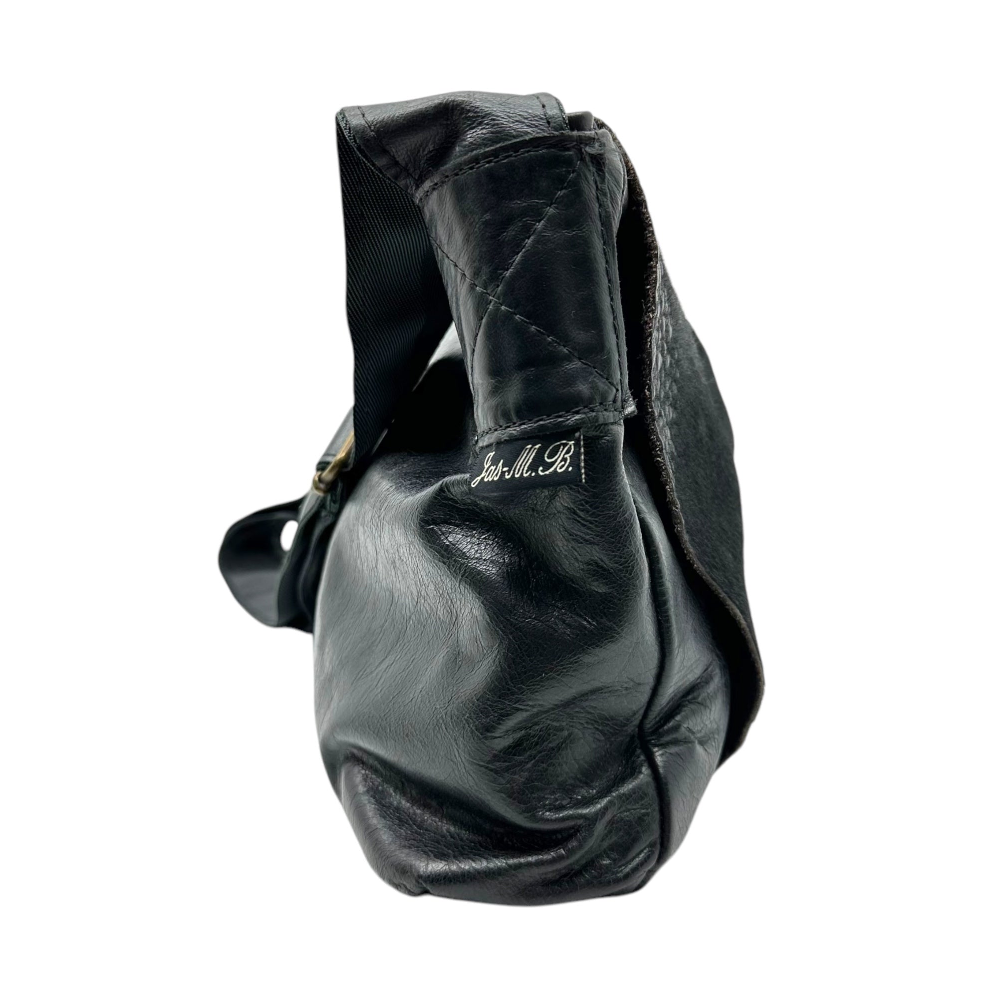 JAS-M.B.(ジャスエムビー)England made Haraco leather messenger bag イングランド製 ハラコ レザー メッセンジャー バッグ ブラック