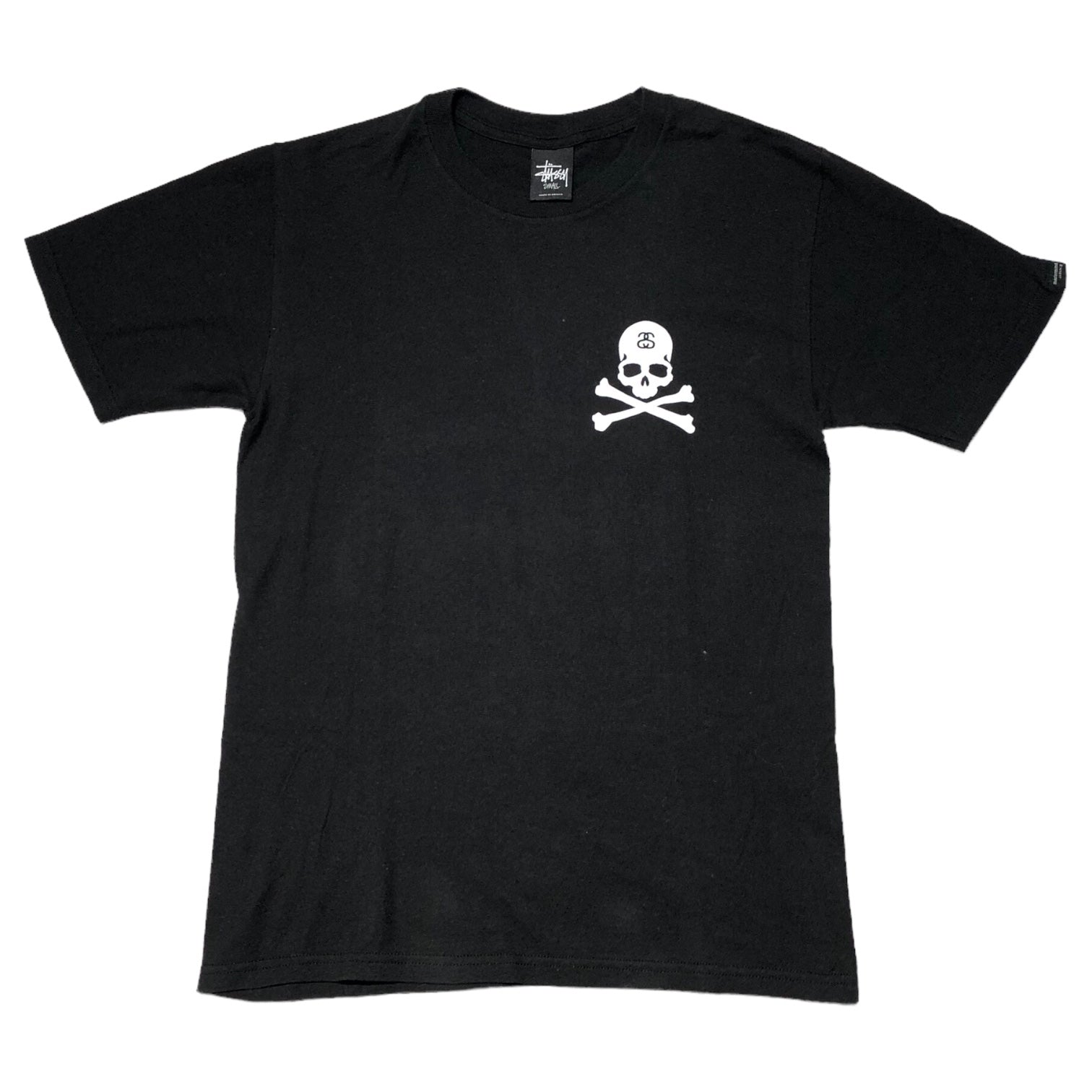 STUSSY(ステューシー) crossbone print t-shirt クロスボーン プリント Tシャツ S ブラック×ホワイト