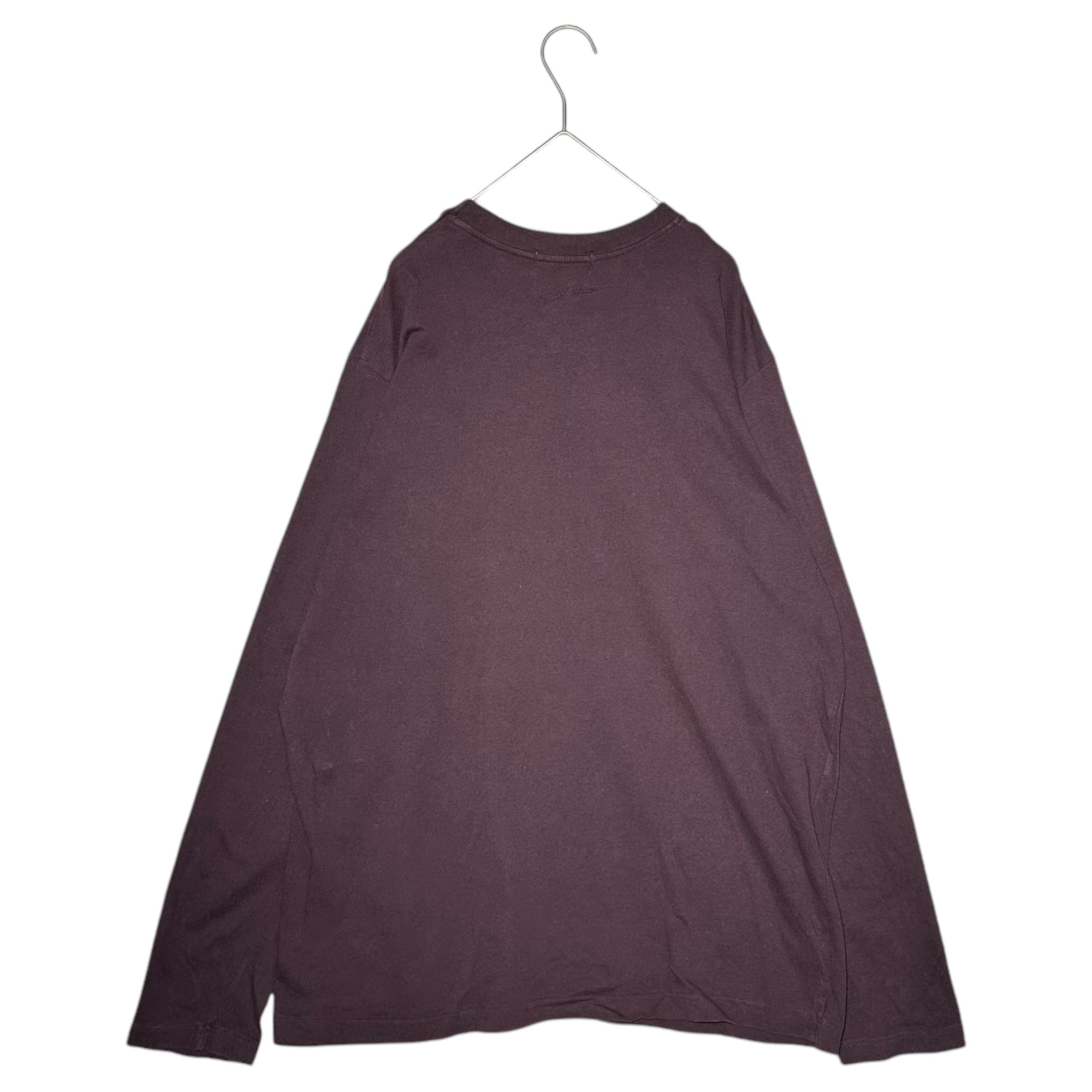 YOHJI YAMAMOTO POUR HOMME(ヨウジヤマモトプールオム) Old Embroidered crew neck long sleeve T-shirt with collar back オールド 襟裏 刺繍 クルーネック 長袖 Tシャツ HI-T02-021 パープル サイズ表記無